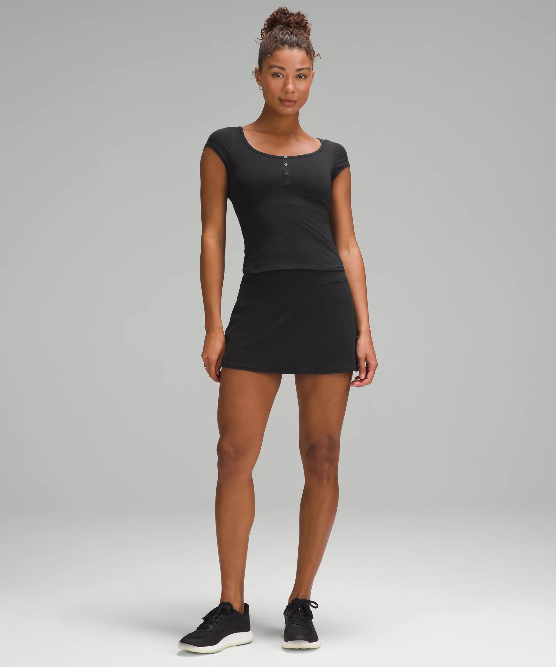 Cap-Sleeve Henley T-Shirt Product Image