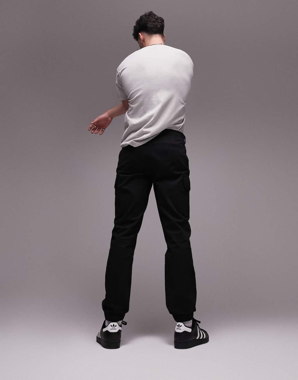 Topman skinny two pocket cargo pants in black Product Image
