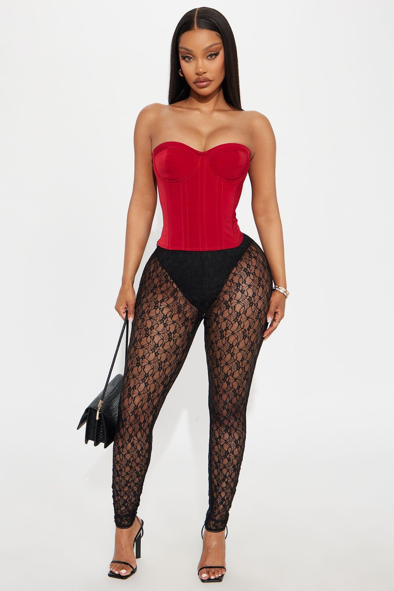 In My Element Lace Up Corset Top - Red Product Image