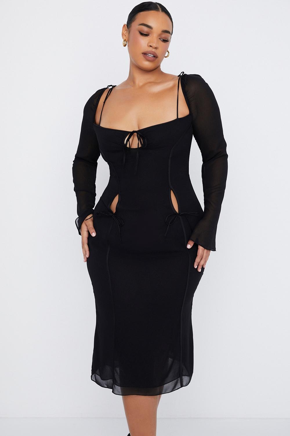 Ophelia  black cutout midi dress - sale Product Image
