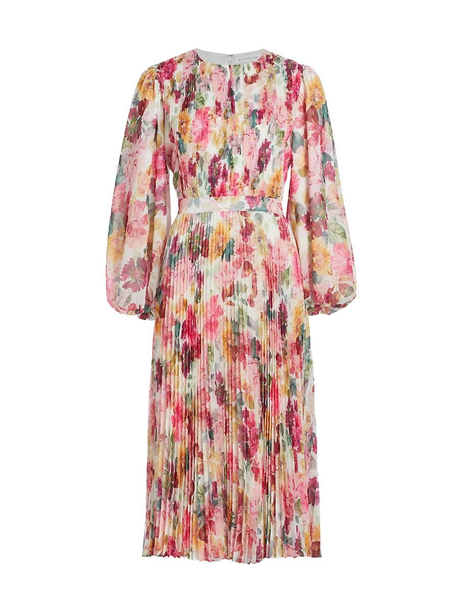 Womens The Cecilia Floral Pleated Midi-Dress Product Image