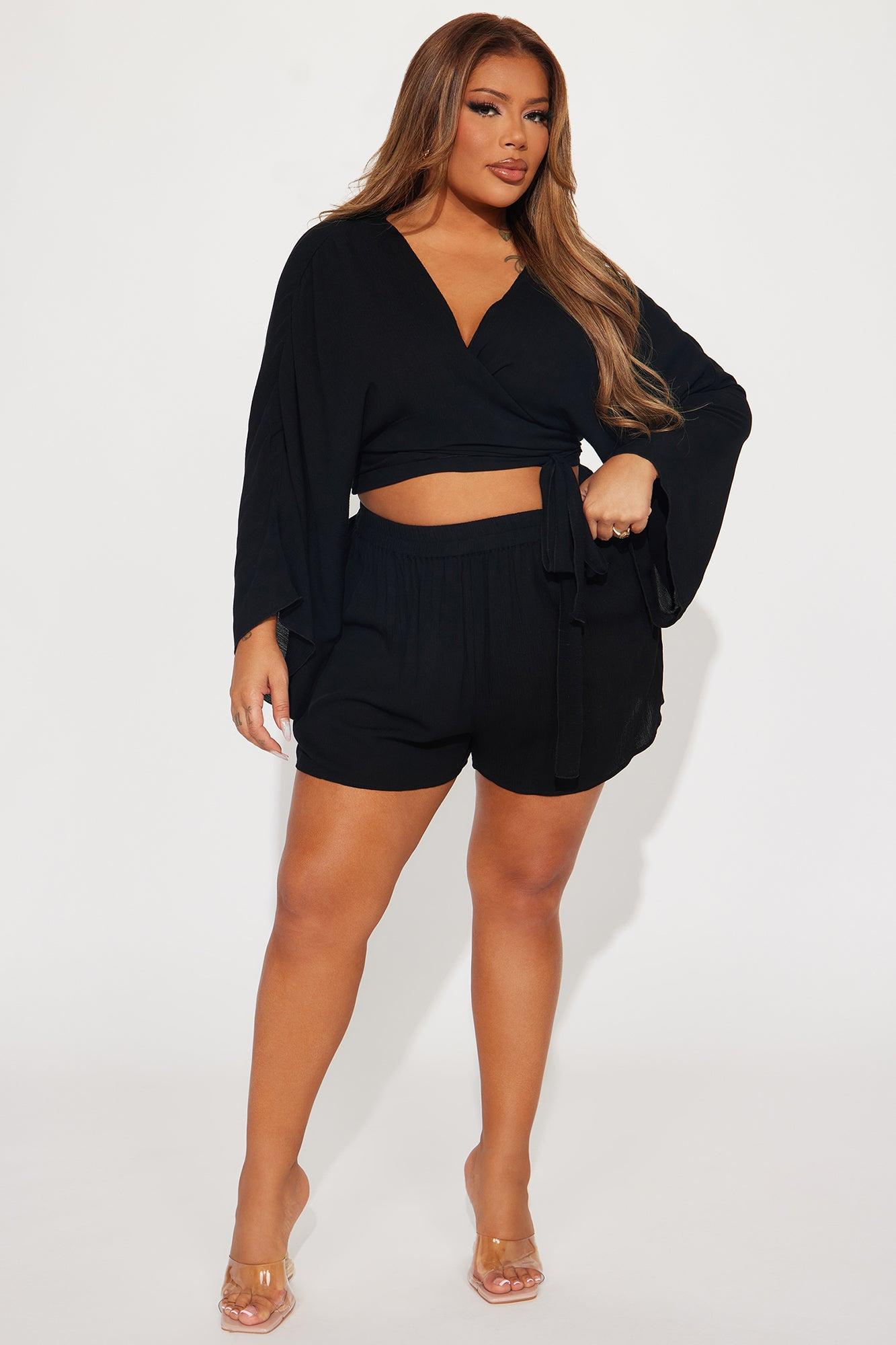Breezy Nights Linen 2 Piece Cover Up - Black Product Image