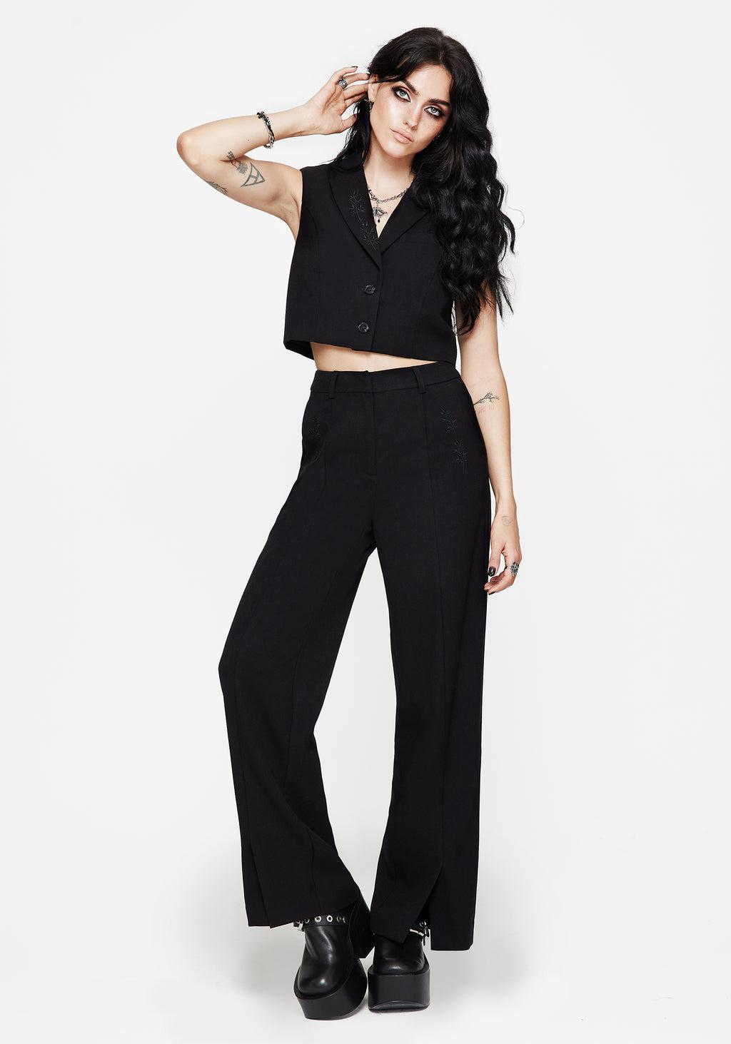 Thora Embroidered Front Split Tailored Trouser Product Image