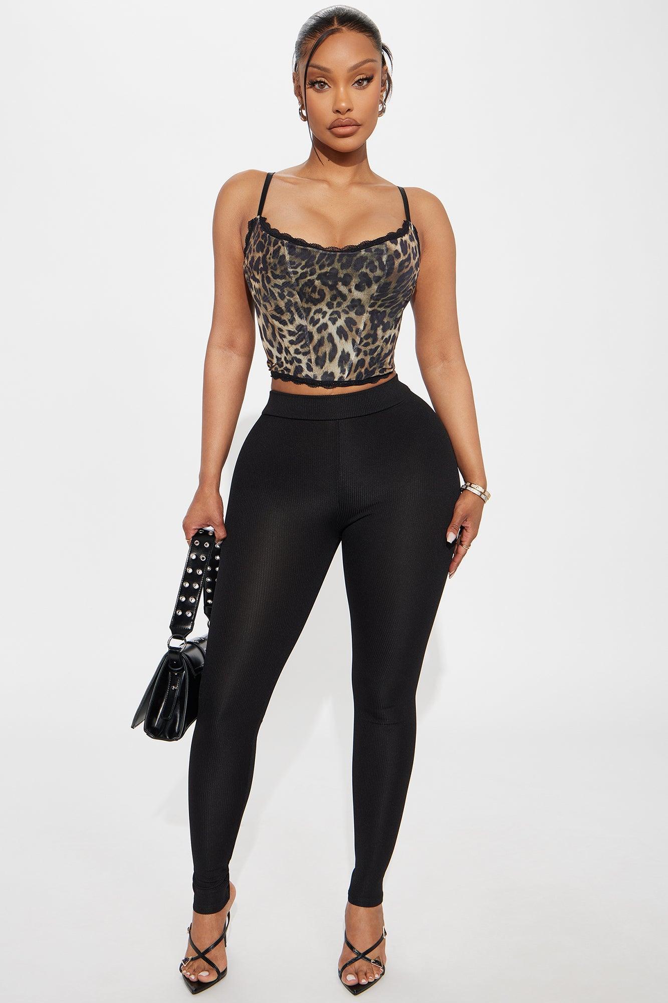 Striking Babe Mesh Corset Top - Leopard Product Image