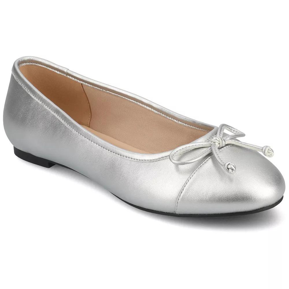 Journee Kaiah Medium and Wide Width Women's Ballet Cap Toe Slip-On Dress Flats, Size: 7, Silver Product Image