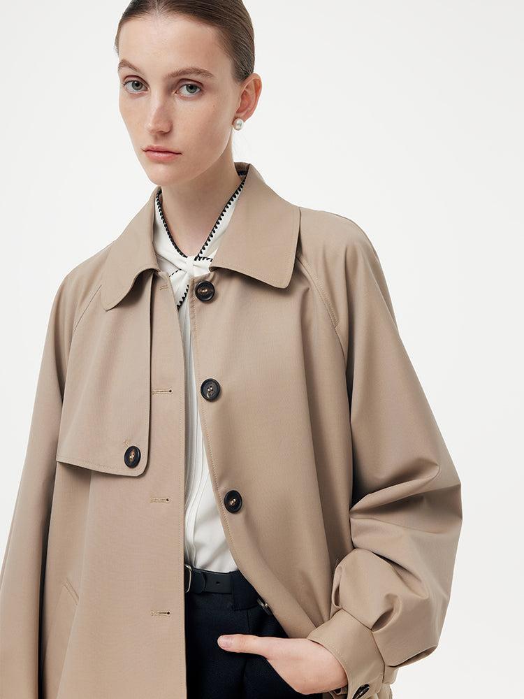 Worsted Wool Blend Waterproof Women Trench Coat Product Image