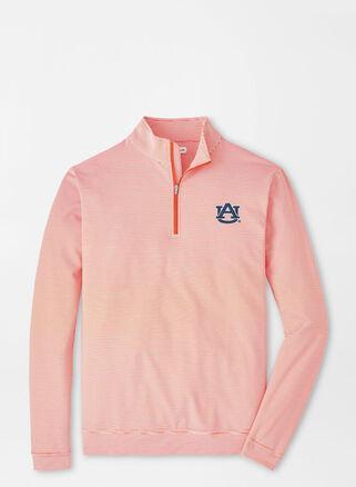 Peter Millar Mens Auburn Vault Perth Mini-Stripe Performance Pullover | Color: Orange / White | Size: XL Product Image