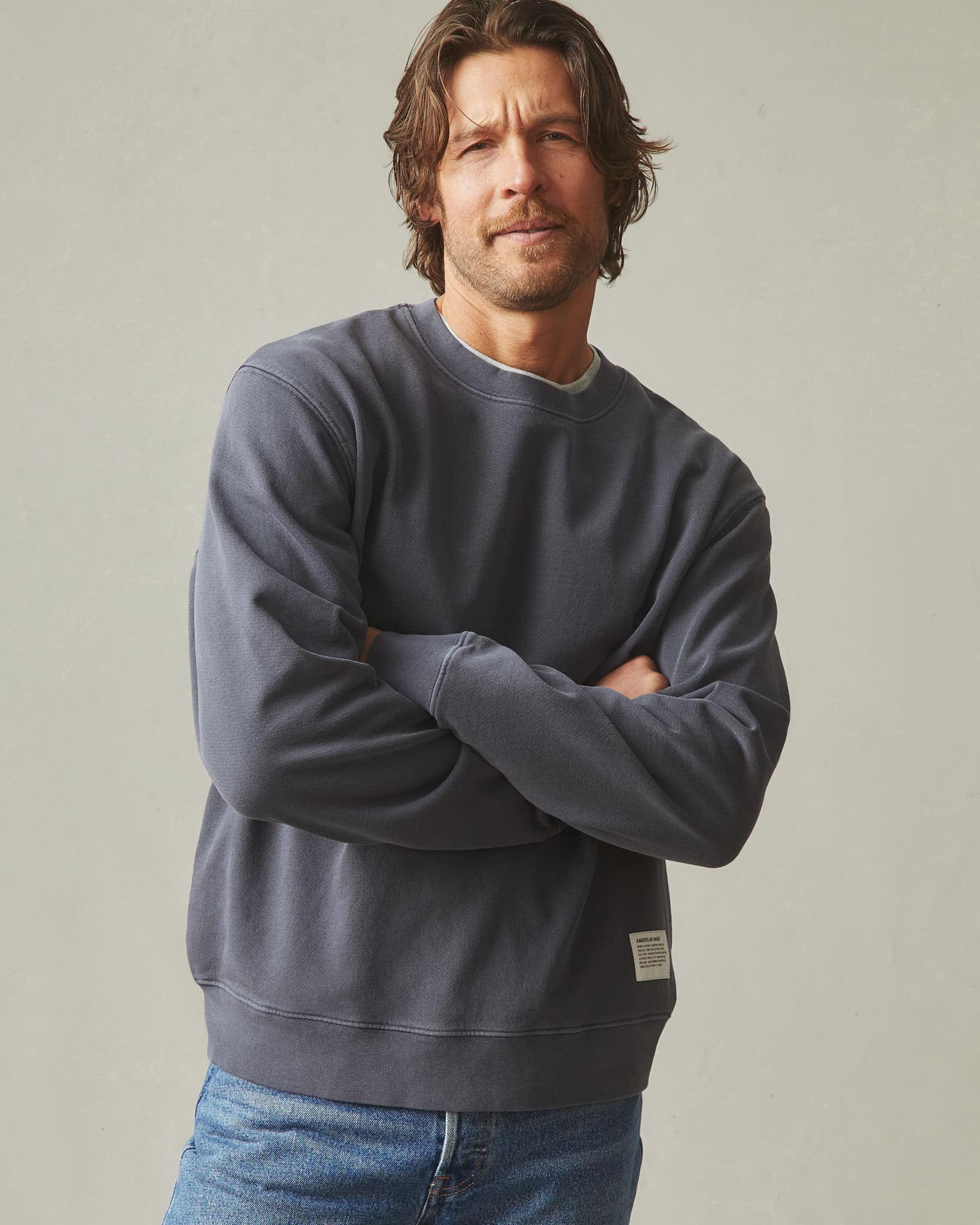 Men's Vintage Washed Relaxed French Terry Crew - Metropolitan Grey Male Product Image
