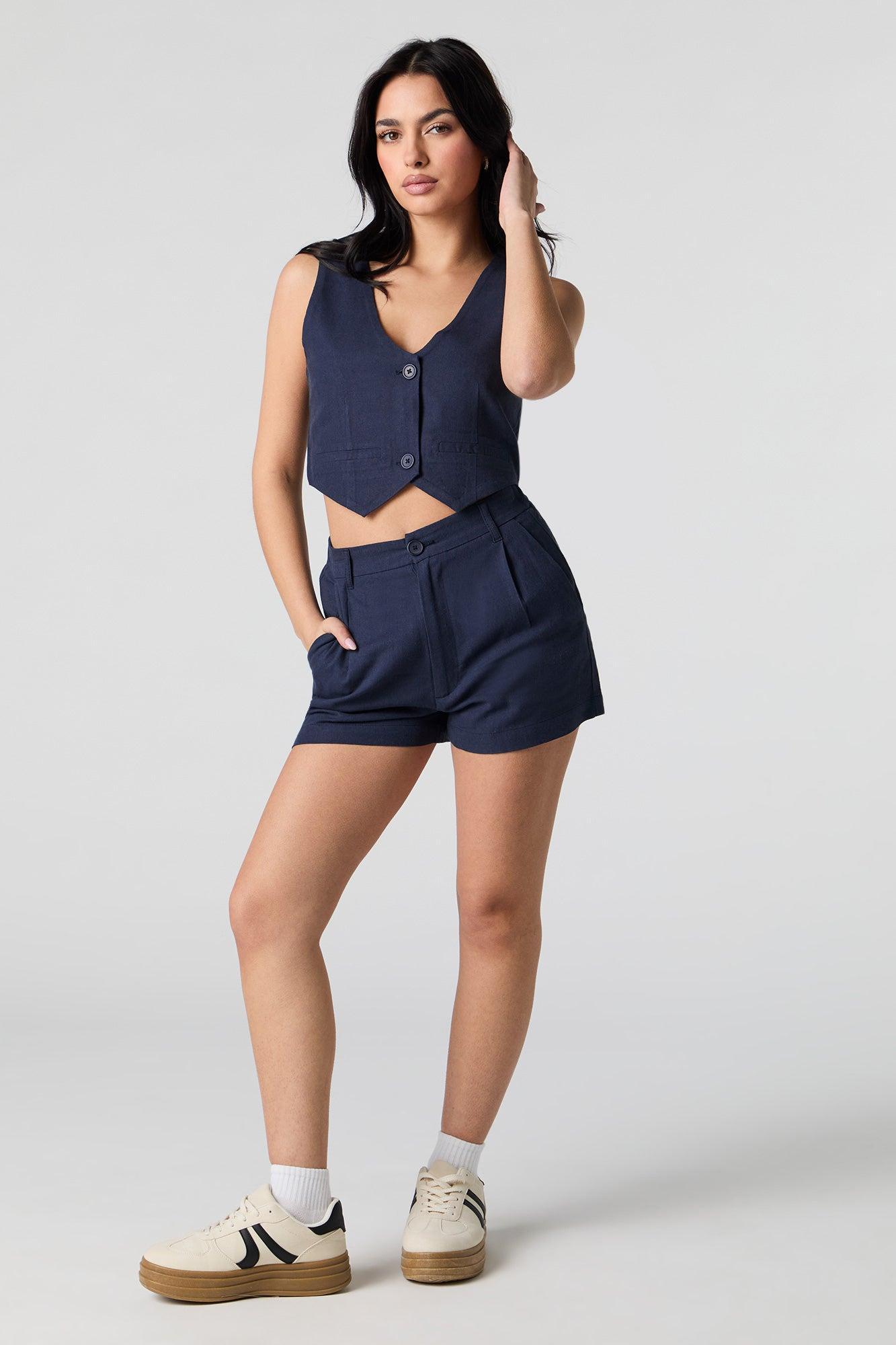Linen-Blend Dress Short Female Product Image