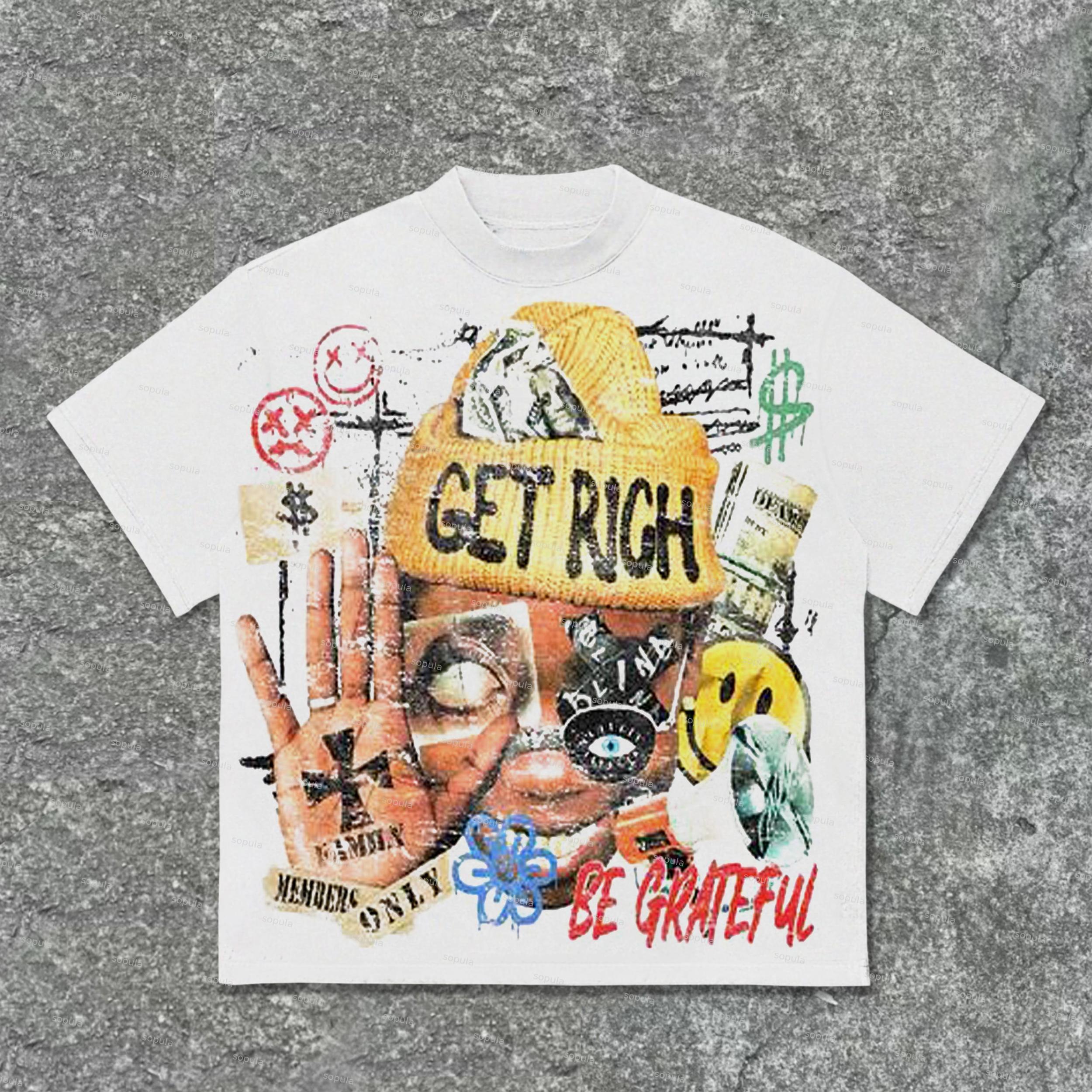 Sopula Vingate Get Rich Abstract Portrait Graphics Cotton T-Shirt Product Image