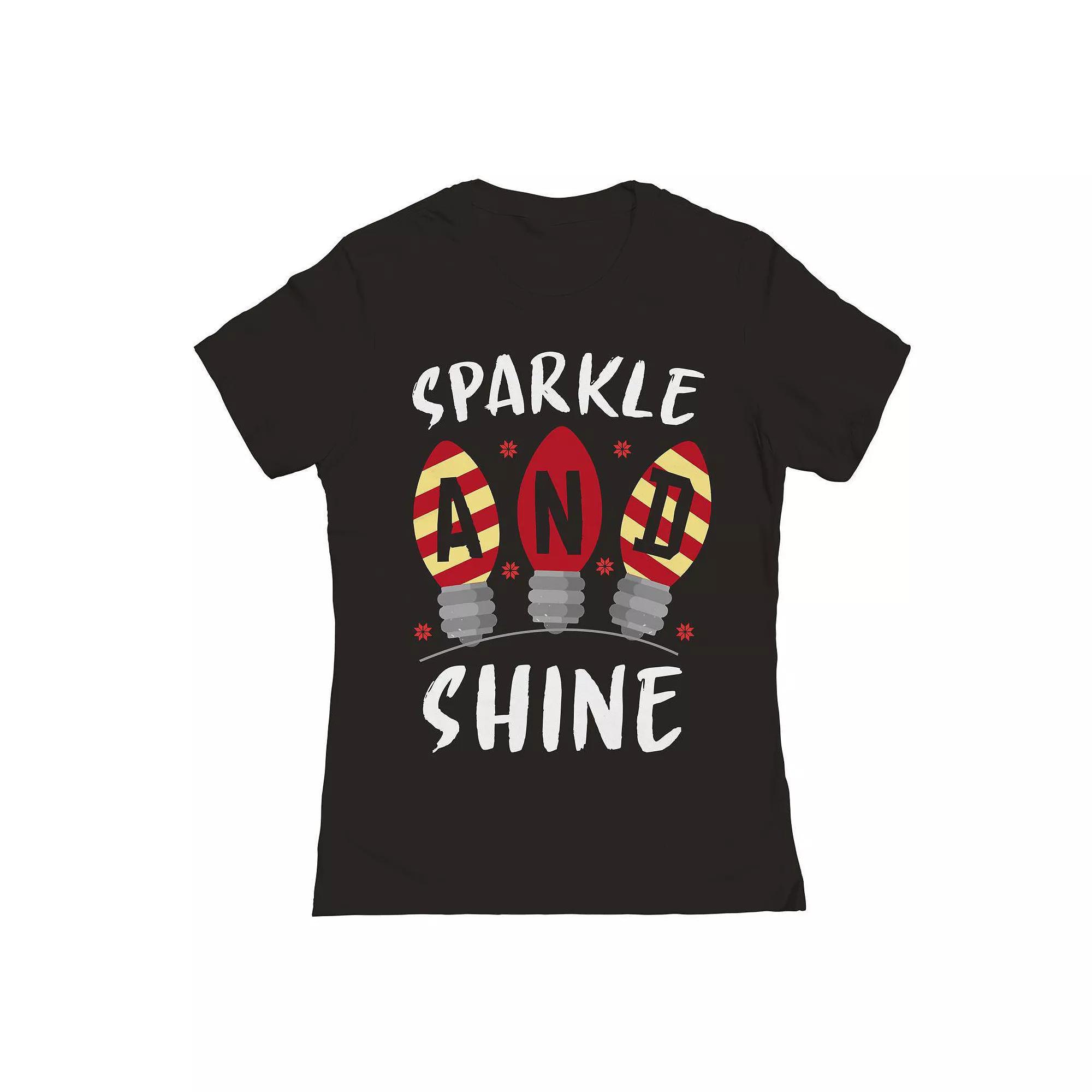 Junior's Christmas Sparkle Shine Graphic Tee, Women's, Size: XL, Black Product Image