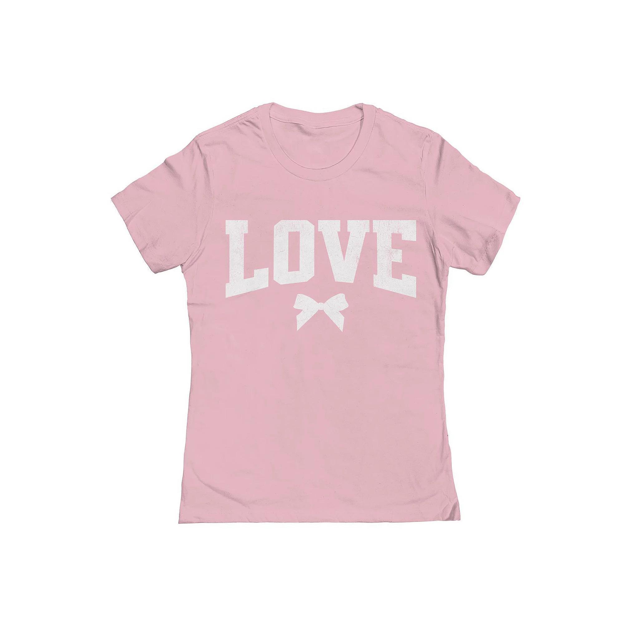 Junior's Love Bow Valentine's Day Graphic Tee, Women's, Size: XXL, Light Pink Product Image