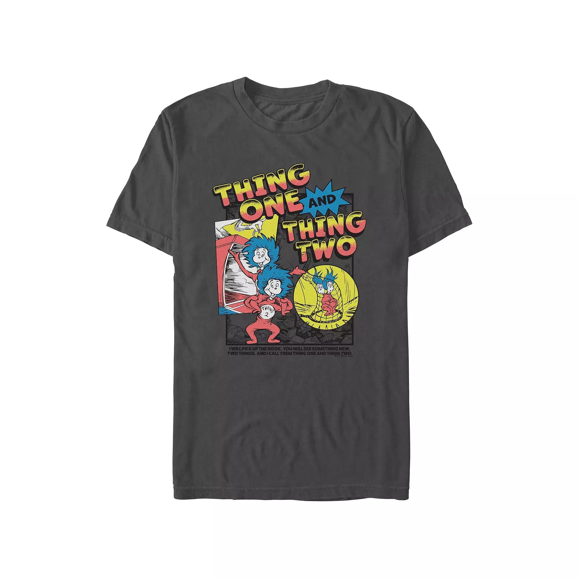 Men's Dr. Seuss Thing One And Thing Two Graphic Tee, Size: XXL, Grey Product Image