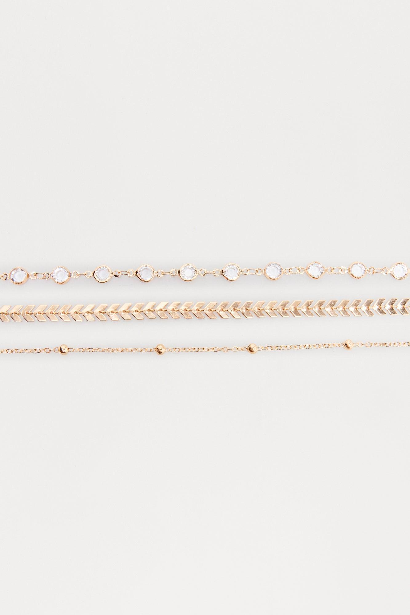 Clear Skies 3 Piece Anklet Set - Gold Female Product Image