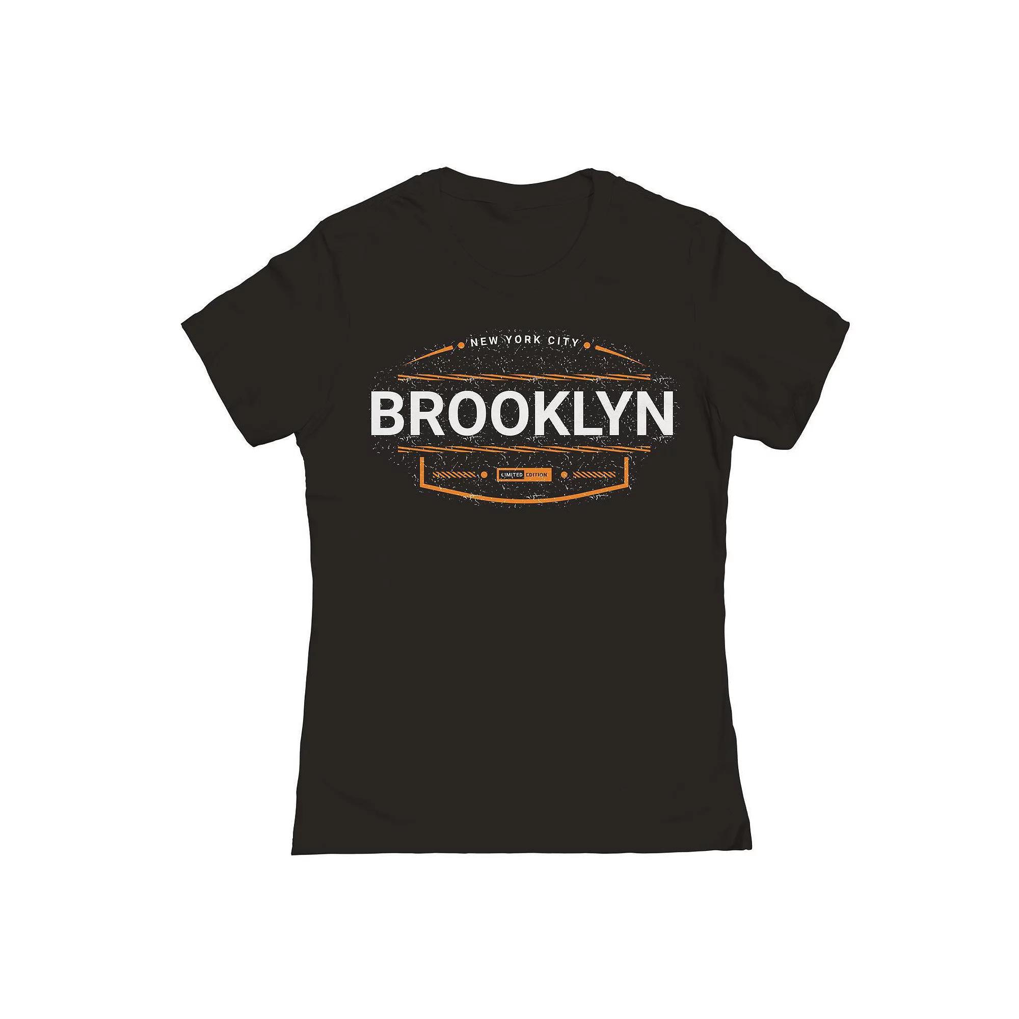 Junior's New York Brooklyn Distress Graphic Tee, Women's, Size: XXL, Black Product Image
