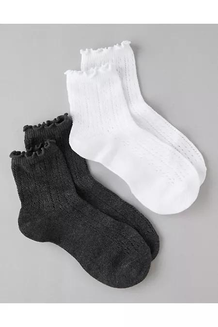 AE Pointelle-Knit Boyfriend Socks 2-Pack Womens Product Image