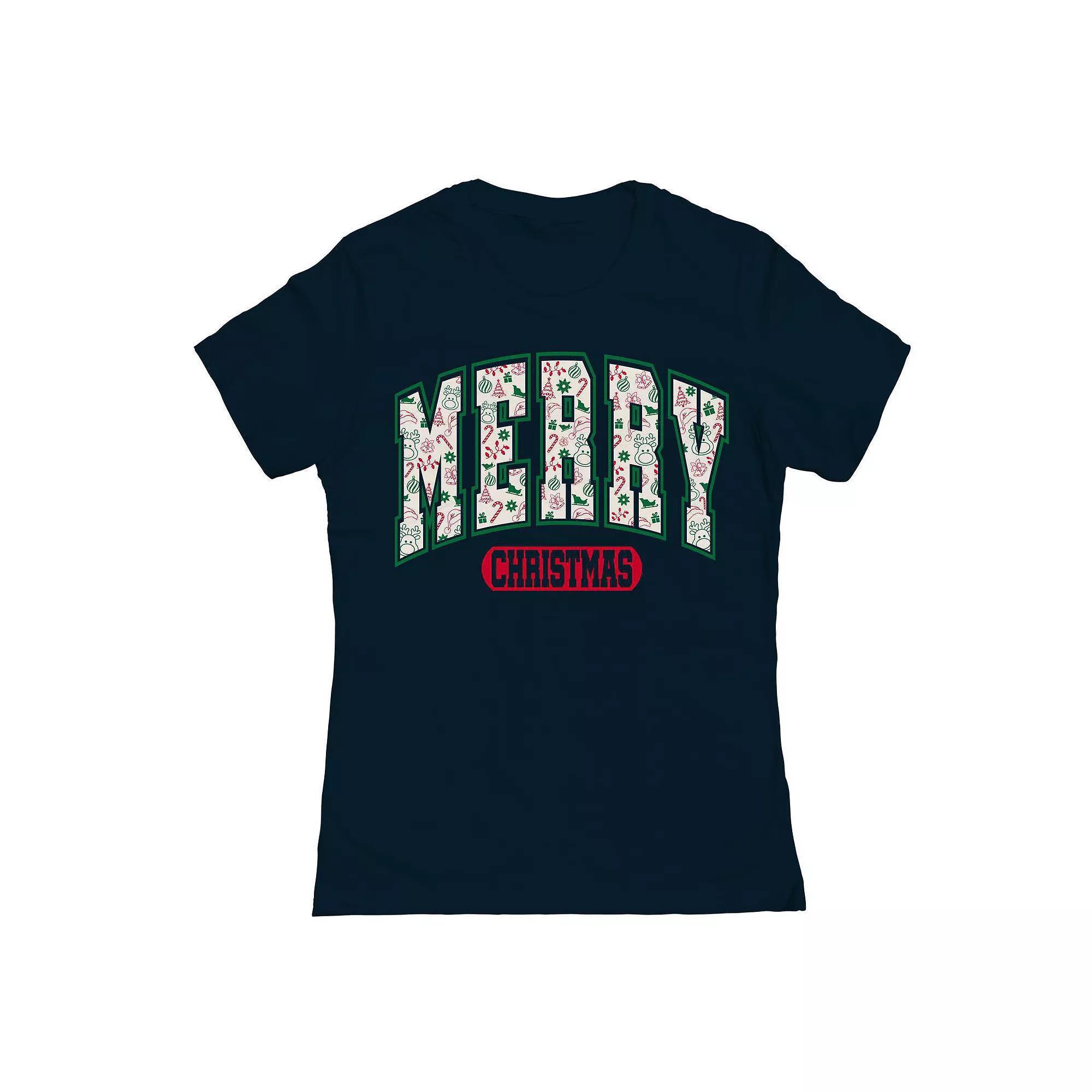 Junior's Merry Christmas Co Graphic Tee, Women's, Size: XL, Black Navy Product Image