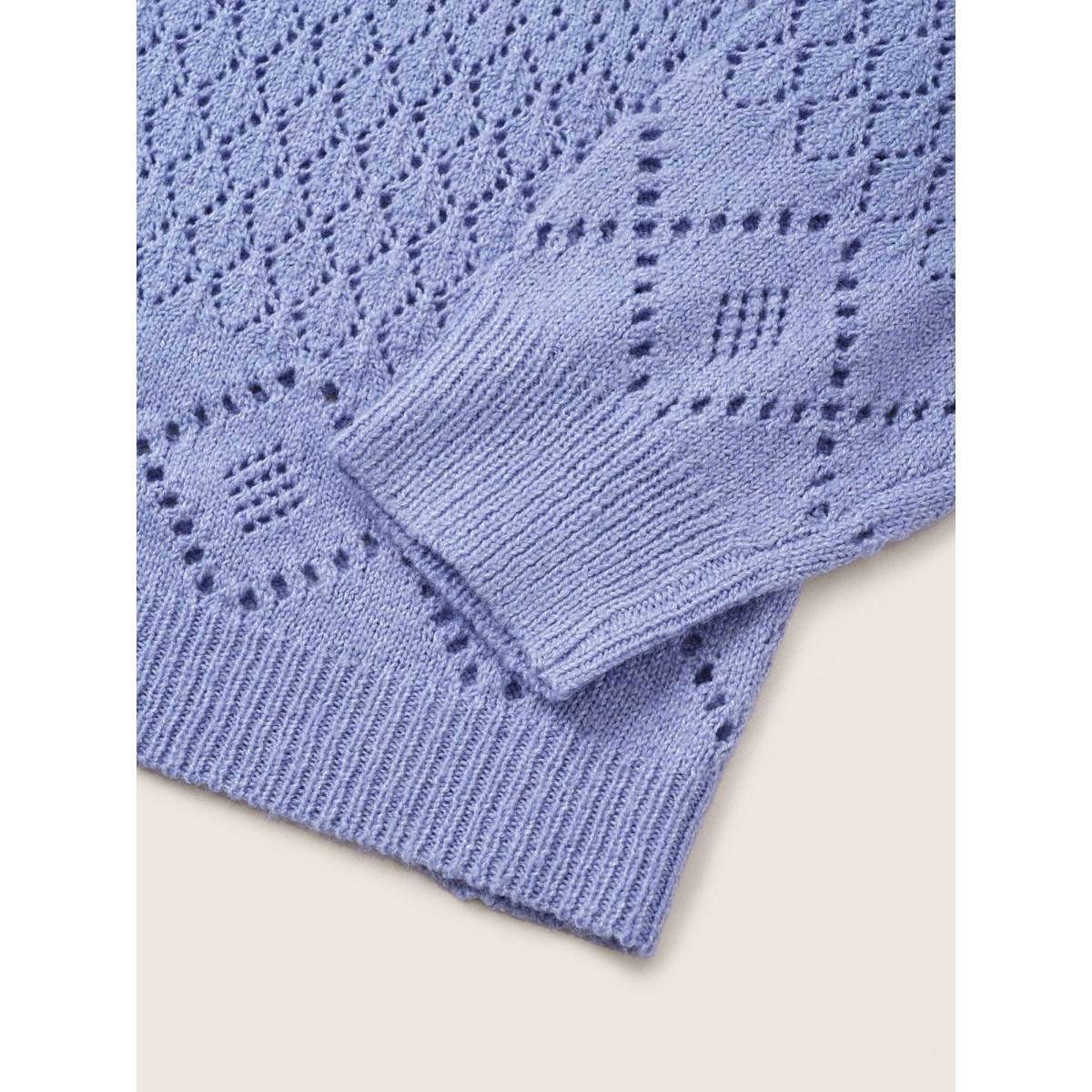 Plus Size Supersoft Essentials Geometric Hollow Out Cardigan BlueViolet Women Casual Long Sleeve Everyday Cardigans BloomChic 10/M Product Image