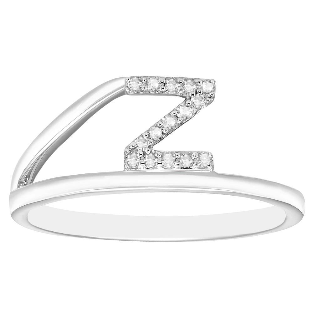 Boston Bay Diamonds Sterling Silver Diamond Accent Letter Initial Split Shank Ring, Womens Silver Tone Z Product Image