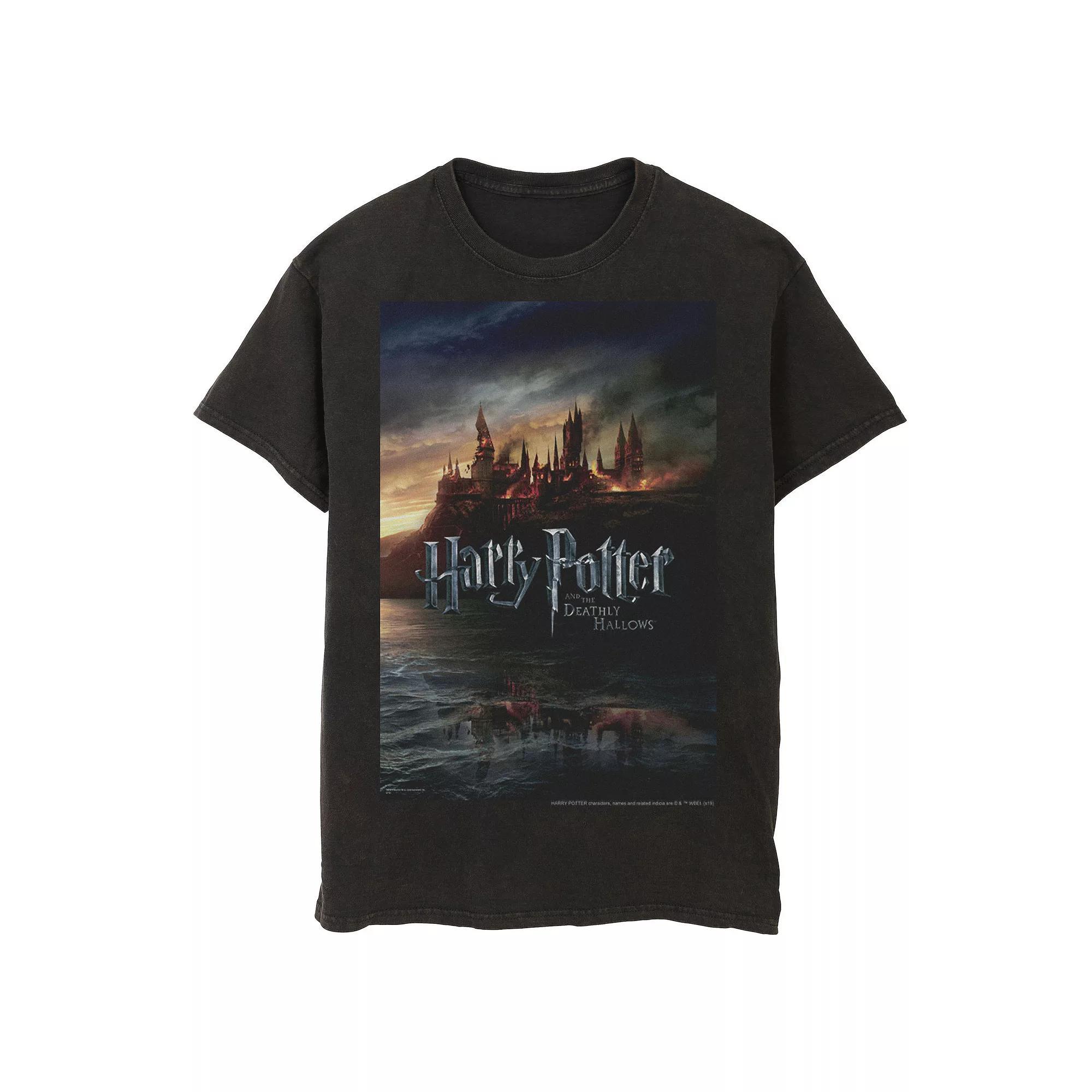 Men's Harry Potter And The Deathly Hallows Hogwarts Poster Graphic Tee, Size: 3XL, Black Product Image