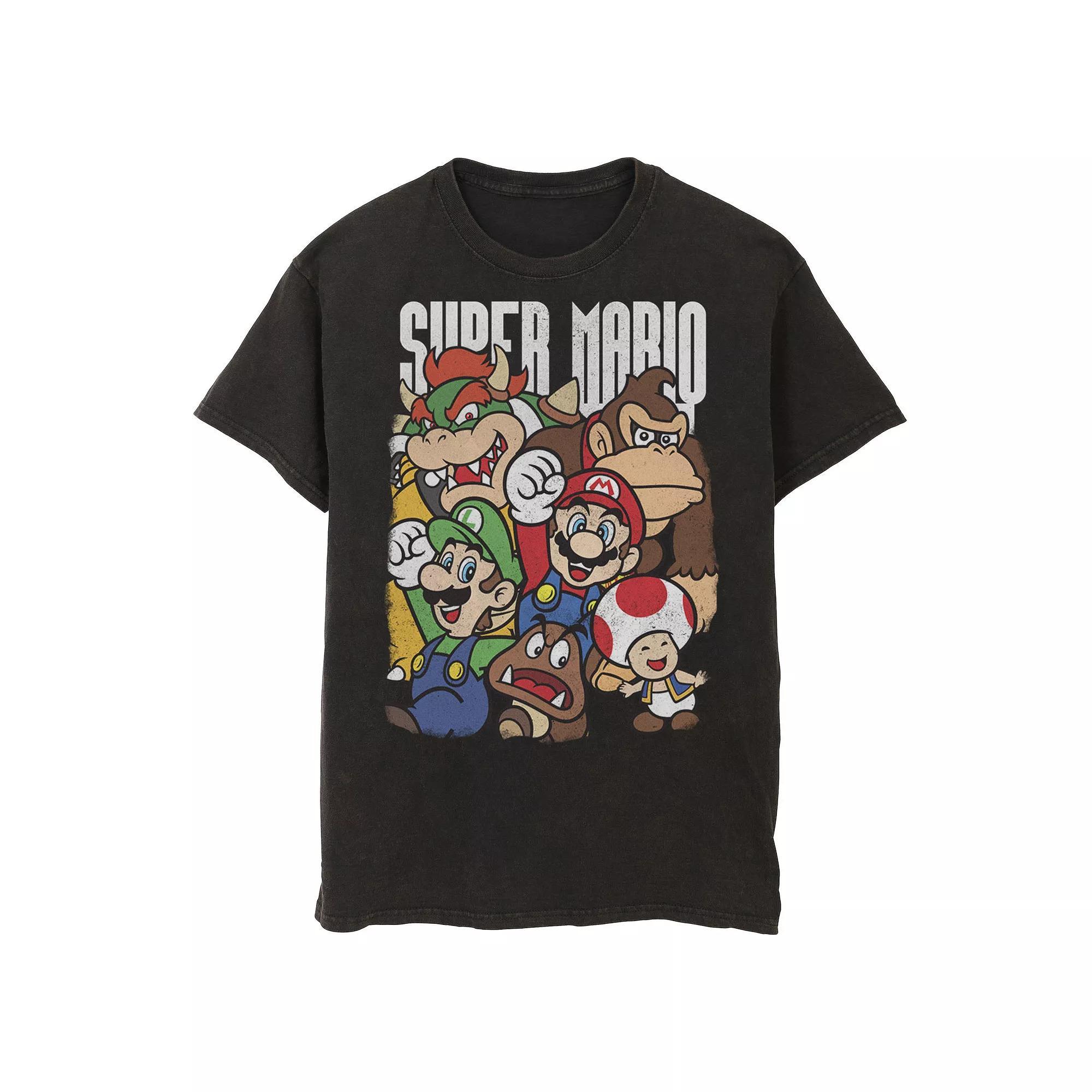 Men's Nintendo Super Mario Character Compilation Tee, Size: Medium, Black Product Image