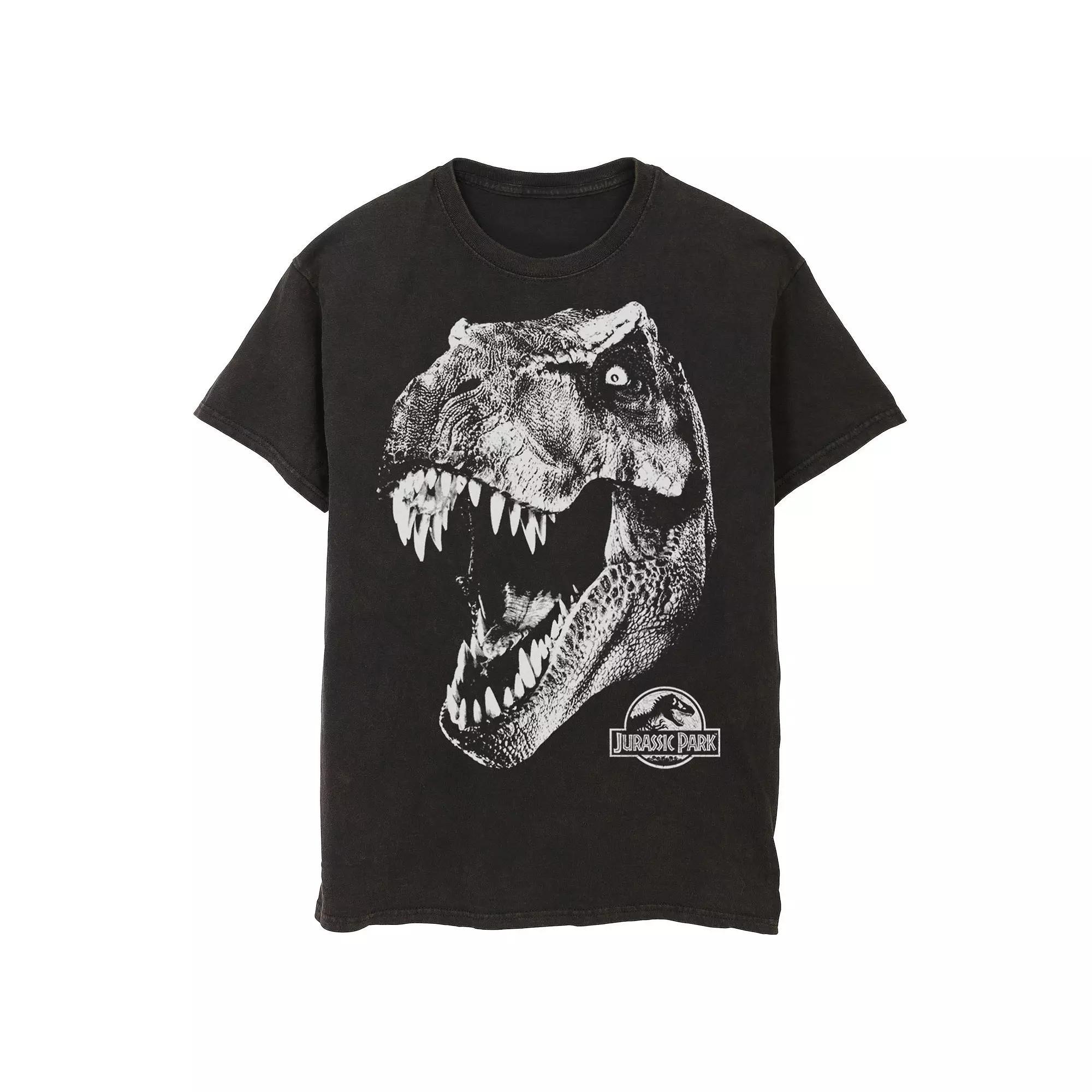 Men's Jurassic Park T-Rex White Head Roaring Tee, Size: Medium, Navy Grey Product Image