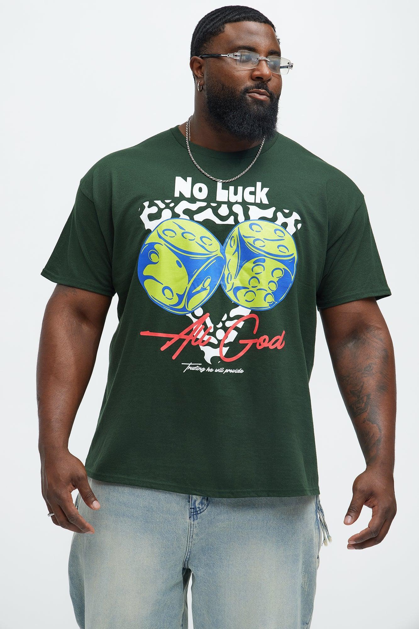 No Luck All God Short Sleeve Tee - Green Product Image