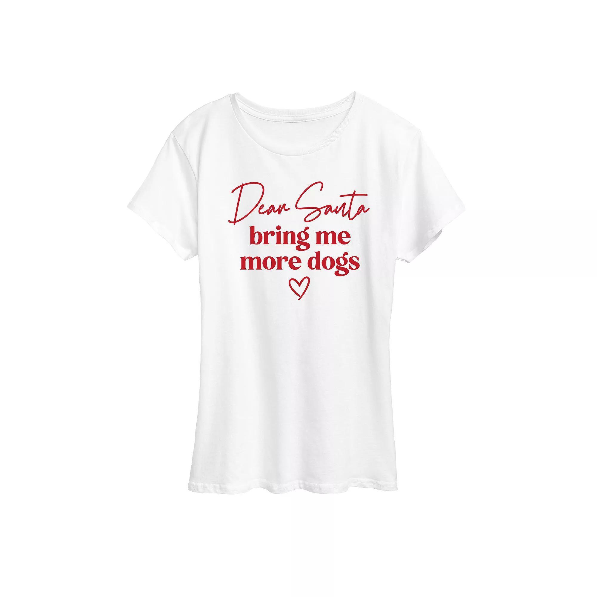 Women's "Bring More Dogs Santa" Christmas Graphic Tee, Girl's, Size: Medium, White Product Image