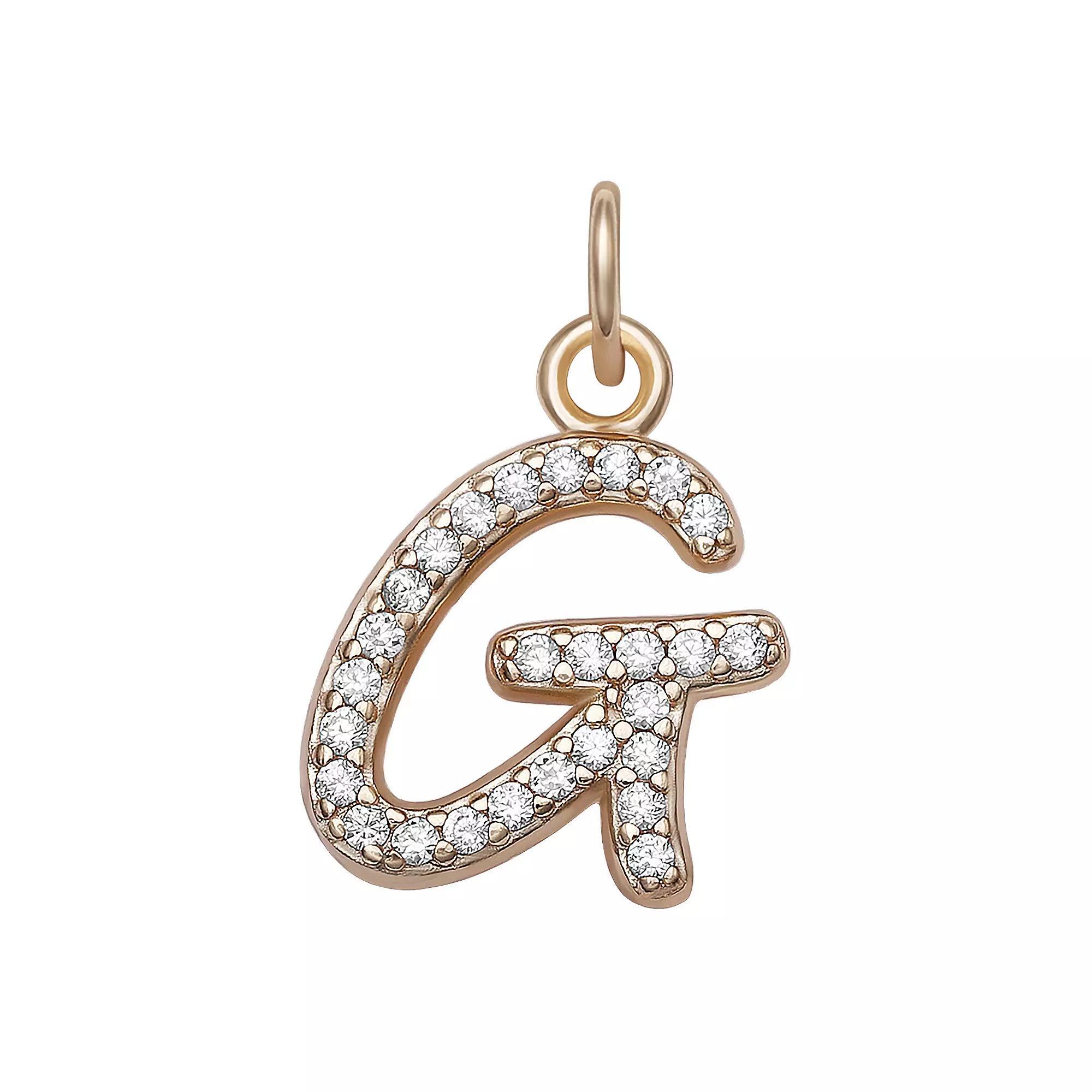 LC Lauren Conrad Sterling Silver Cubic Zirconia Initial Charm, Womens, Gold Tone O Product Image