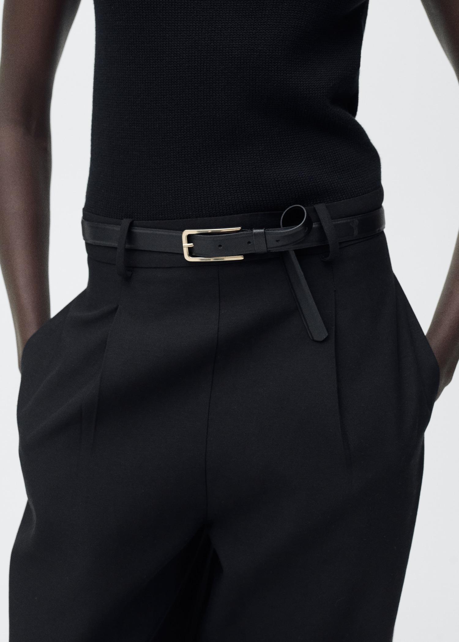 Combined-fabric jumpsuit with belt - Women | MANGO USA Product Image