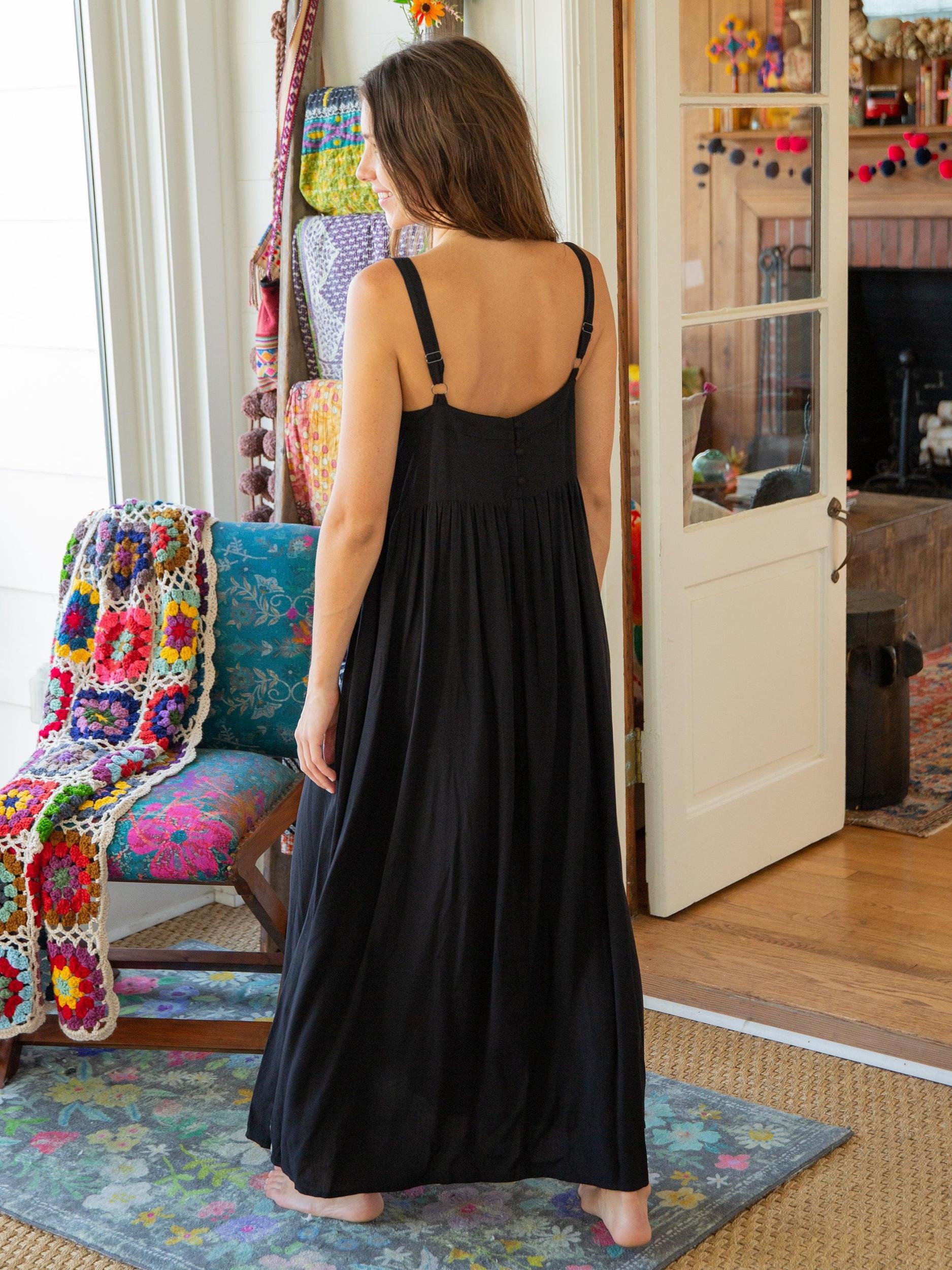 Patti Side Slit Maxi Dress - Black Product Image