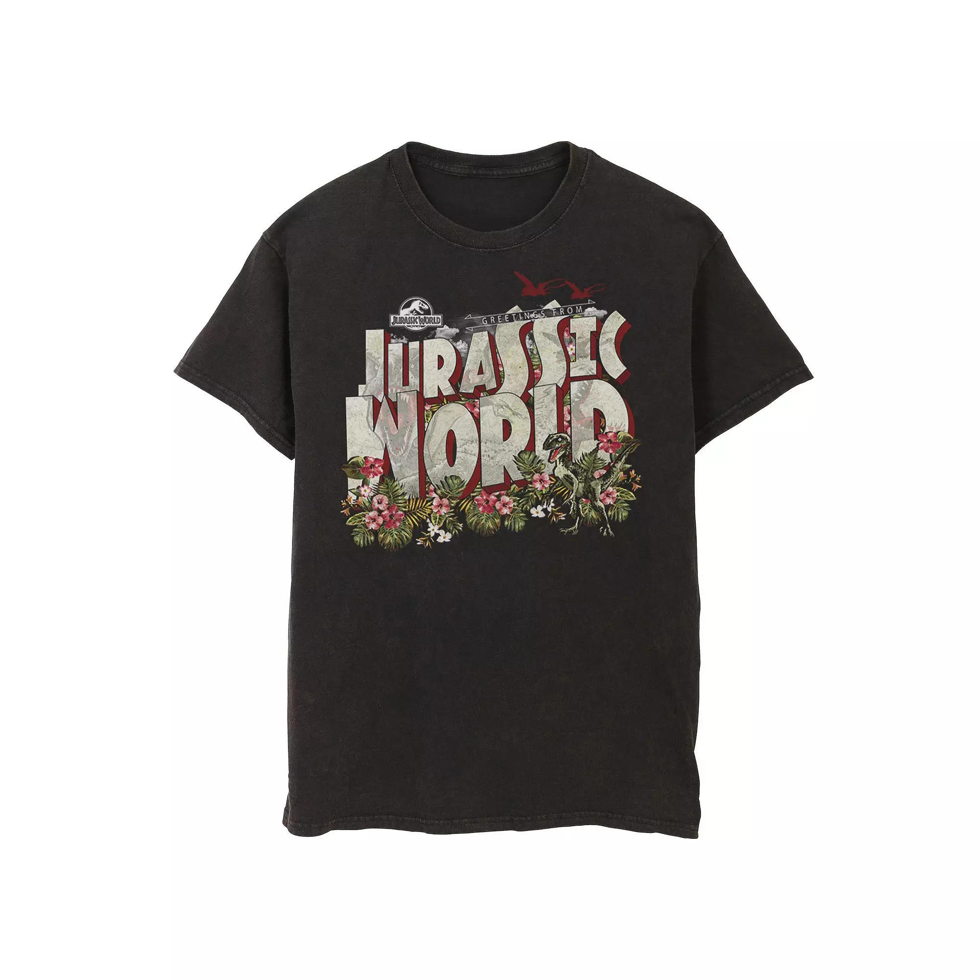 Men's Jurassic World Tropical Raptor Postcard Tee, Size: 3XL, Black Product Image