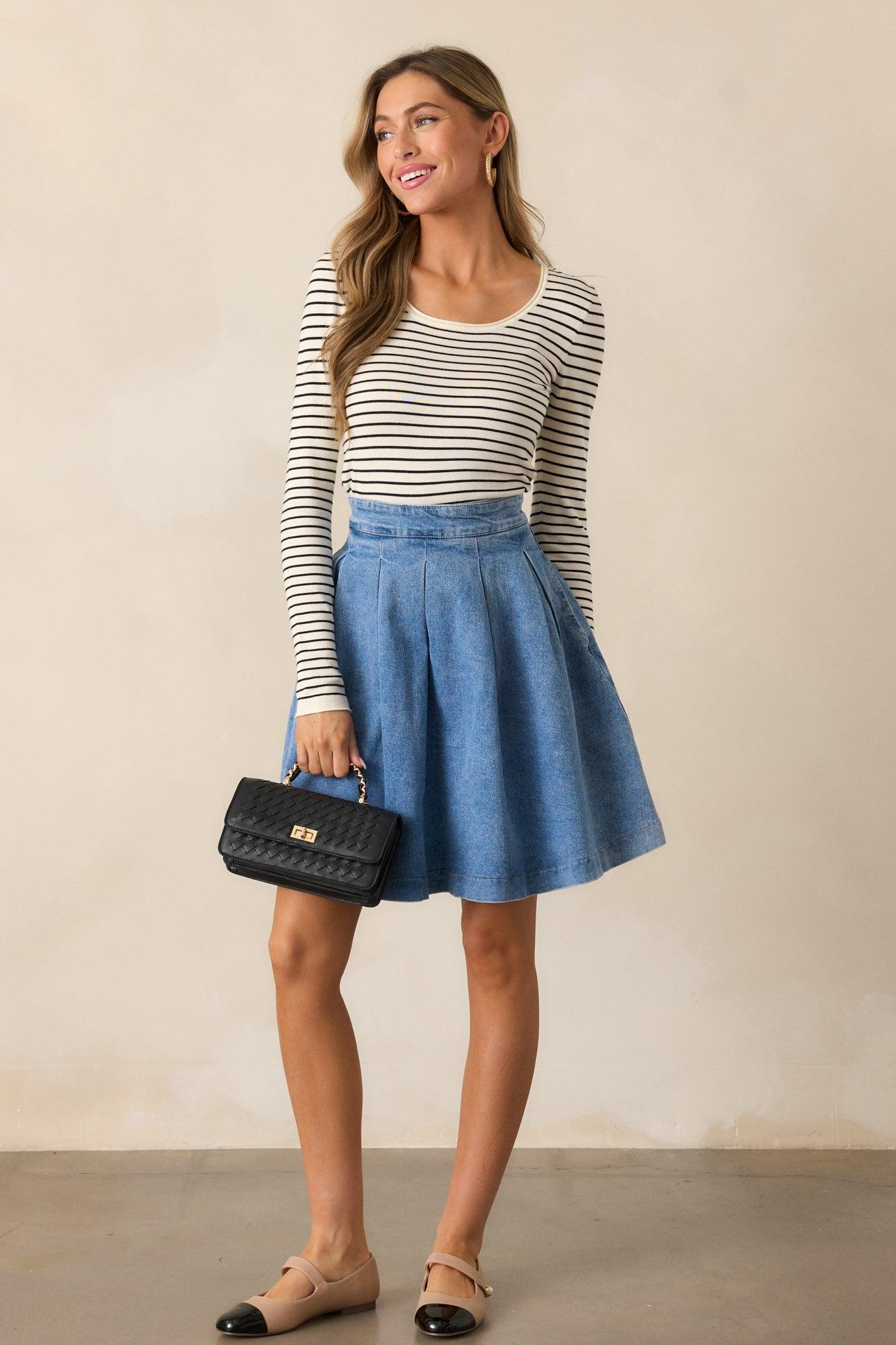Mixed Signals Ivory Stripe Long Sleeve Top Product Image