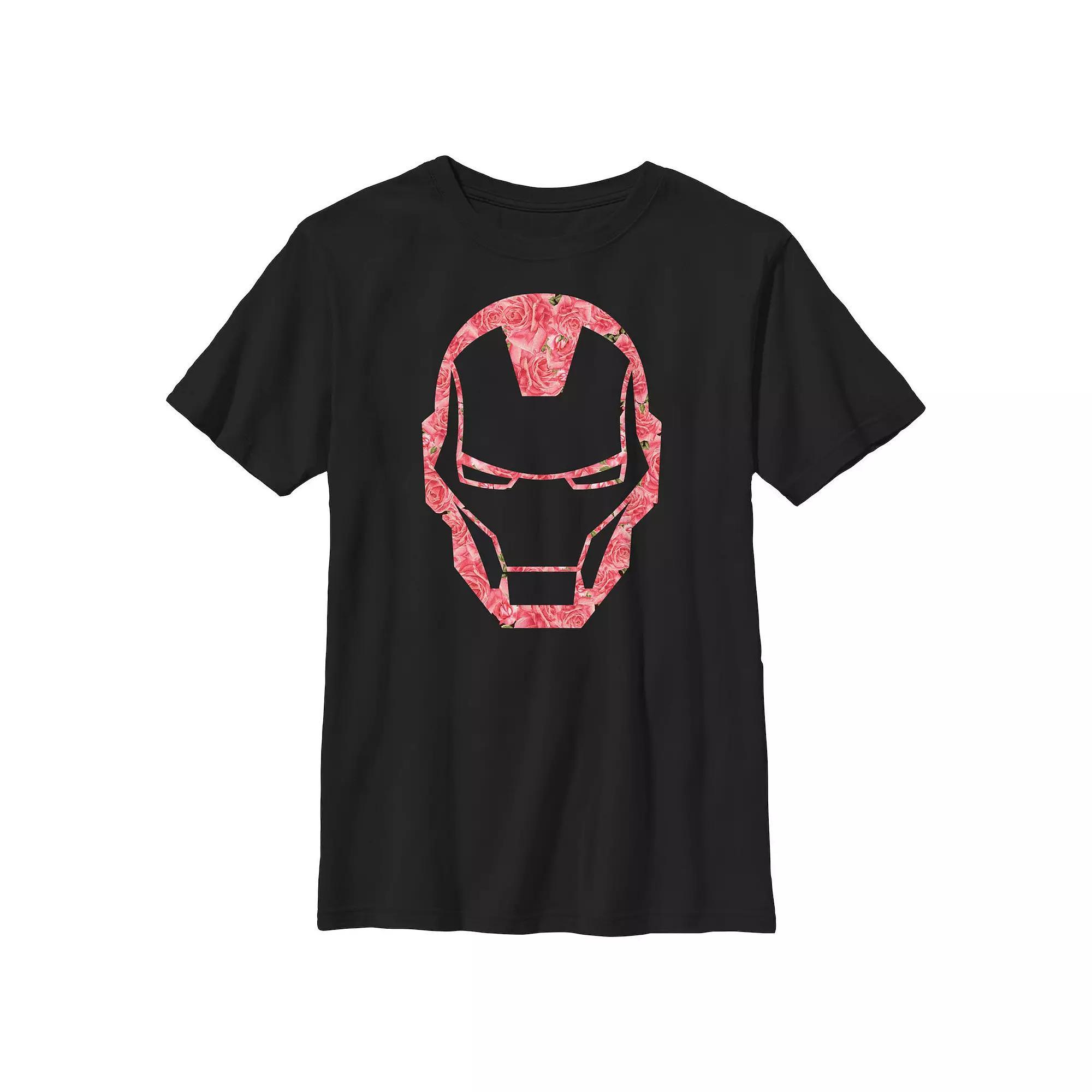 Boys 8-20 Iron Man Roses Filled Helmet Graphic Tee, Boy's, Size: XL, Black Product Image