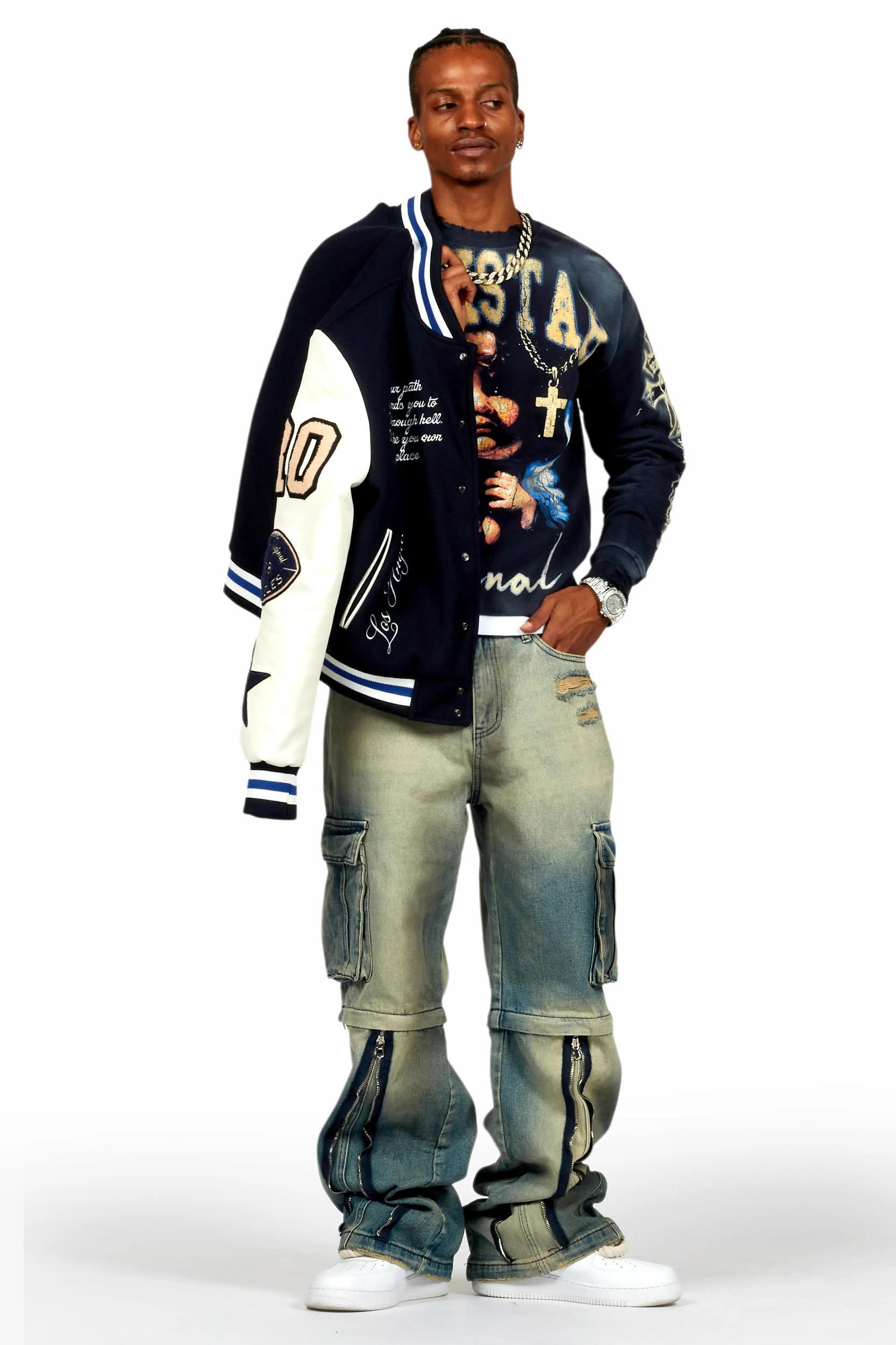Balser Navy Varsity Jacket Male Product Image