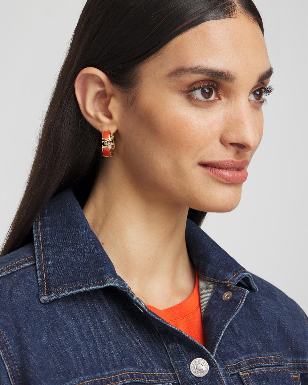 No Droop™ Orange CC Hoop Earrings Product Image