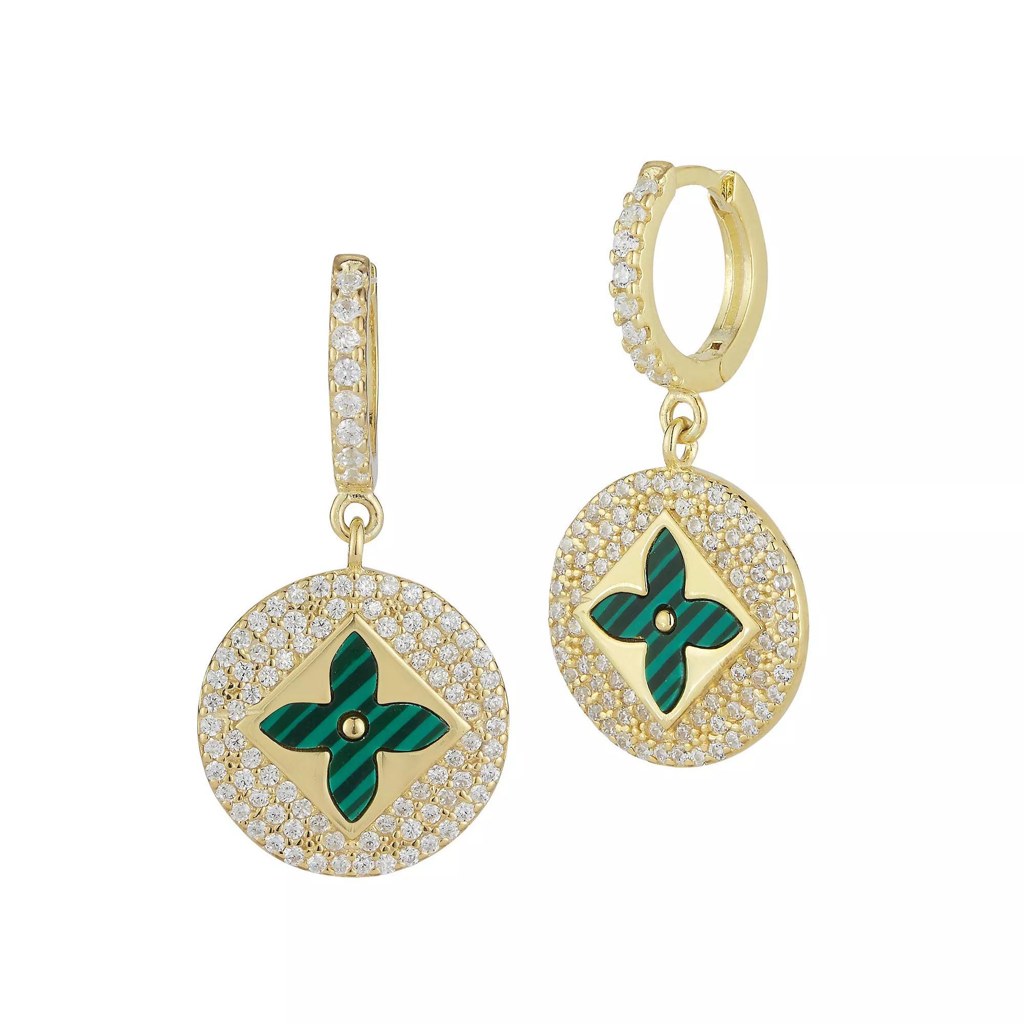 Sunkissed Sterling Gemstone & Cubic Zirconia Clover Earrings, Womens, Silver Tone White Product Image
