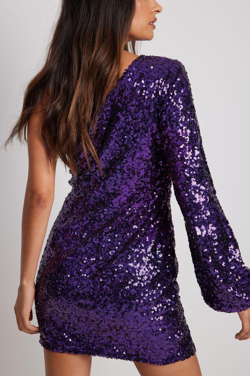 One Sleeve Sequin Mini Dress Product Image