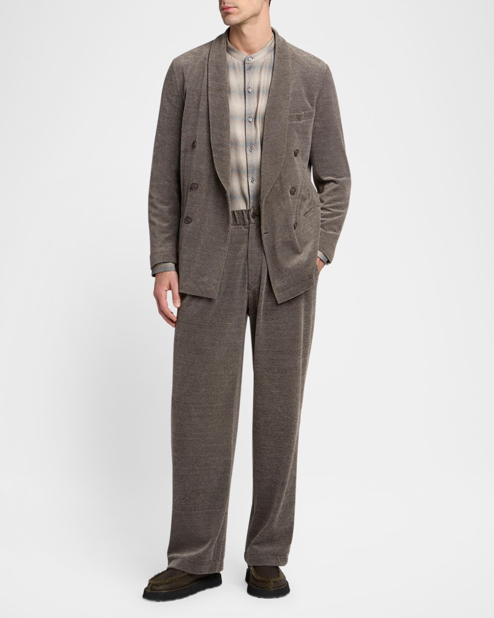 Men's Stripe Chenille Double-Breasted Shawl-Lapel Sport Coat Product Image