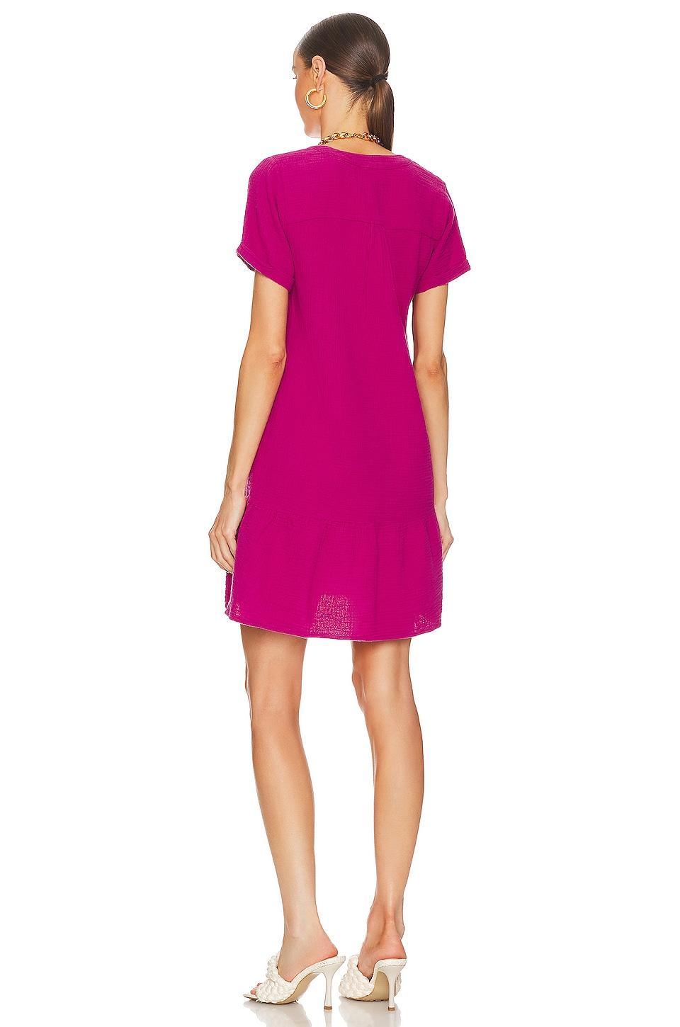 Split Neck Ruffle Hem Mini Dress Bobi Product Image