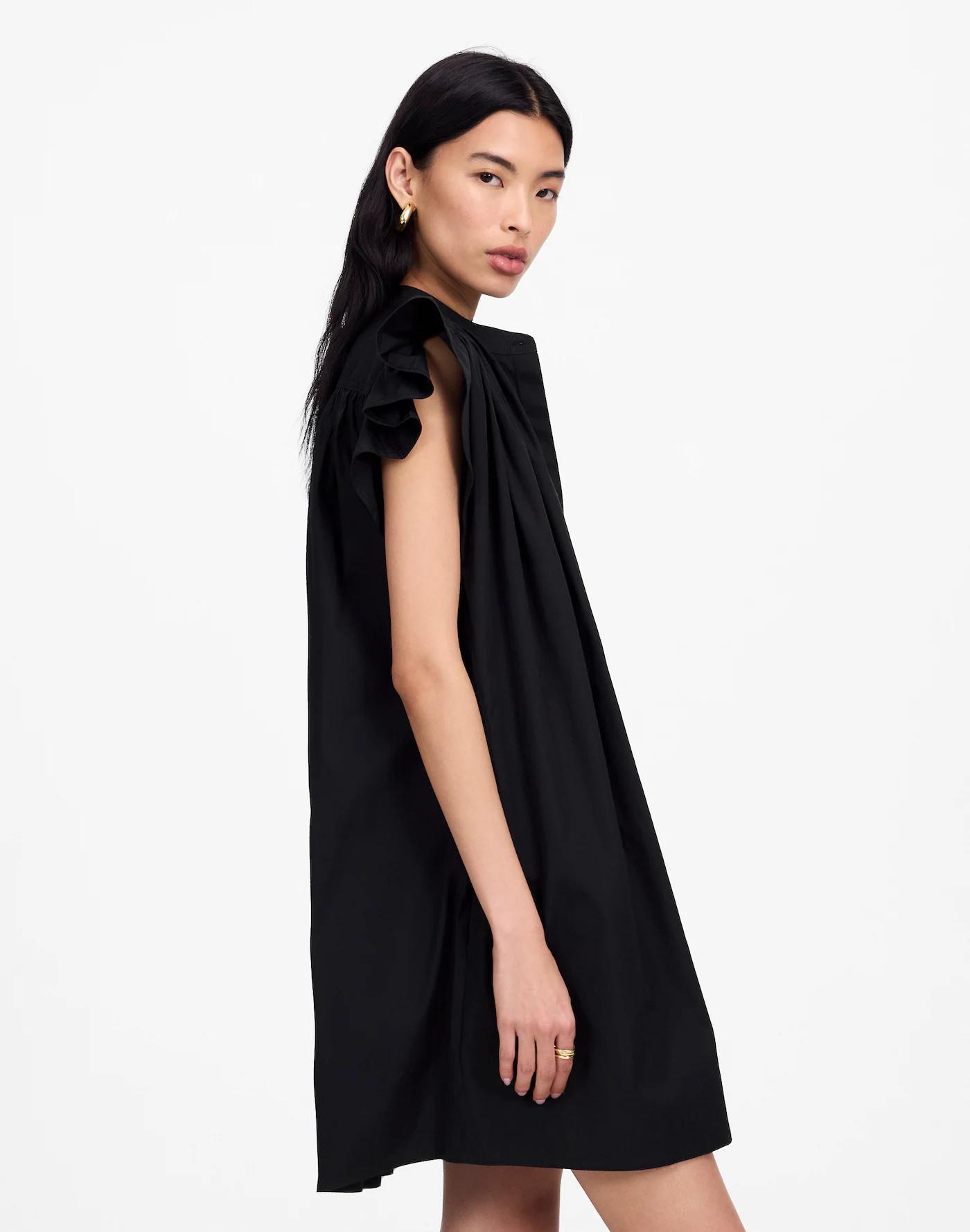Flutter Sleeve Button-Front Mini Dress in Poplin Product Image