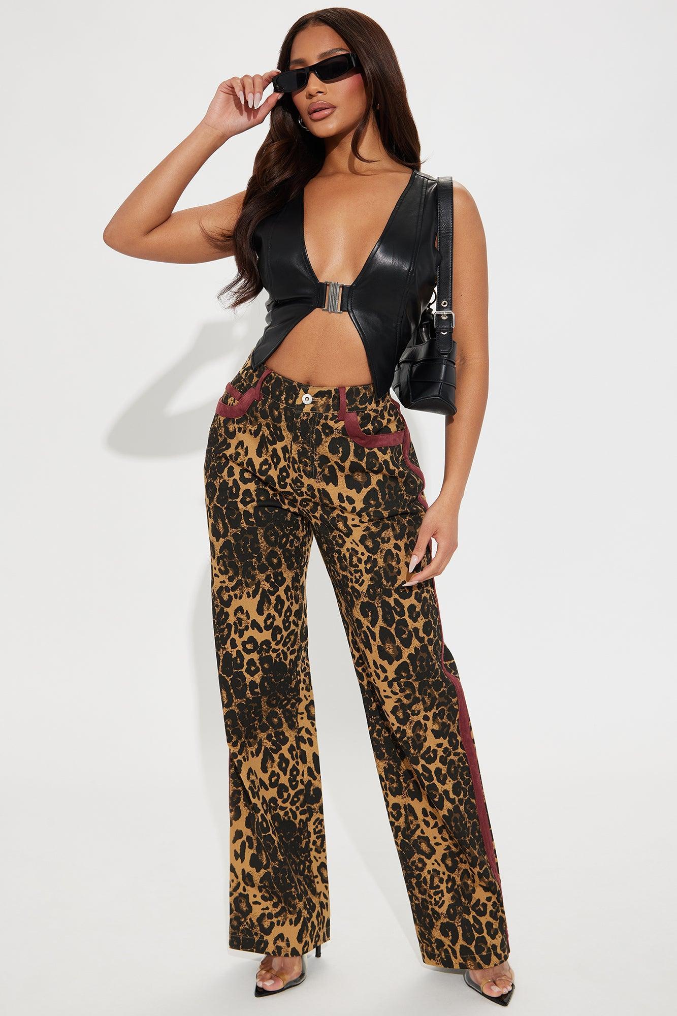 Game On Striped Leopard Pant - Brown/combo Product Image