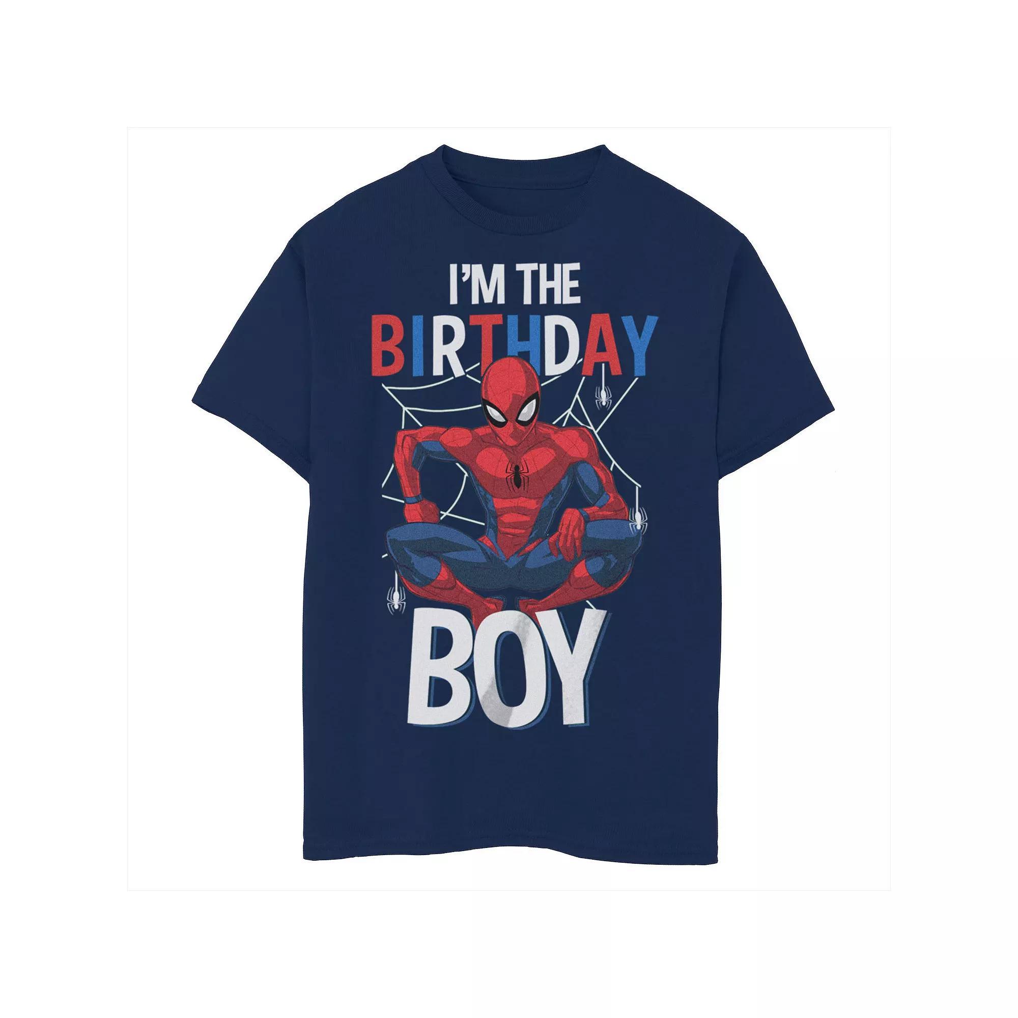Boys Marvel Spider-Man I'm the Birthday Boy Husky Graphic Tee, Boy's, Size: Small HUSKY, Blue Product Image