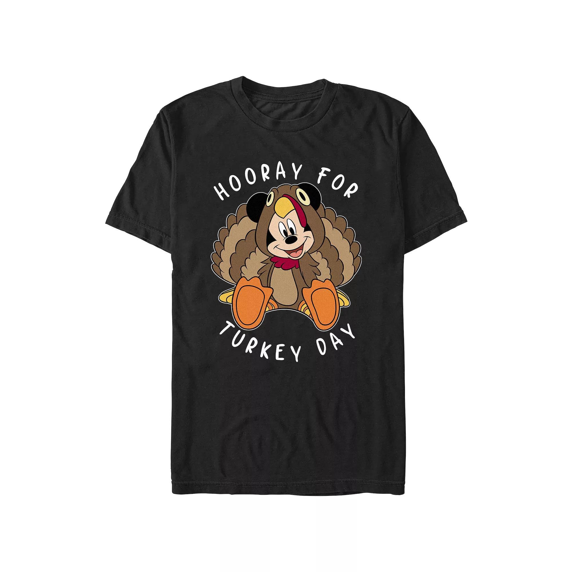 Disney's Mickey Mouse Hooray For Turkey Day Men's Graphic Tee, Size: Large, Black Product Image