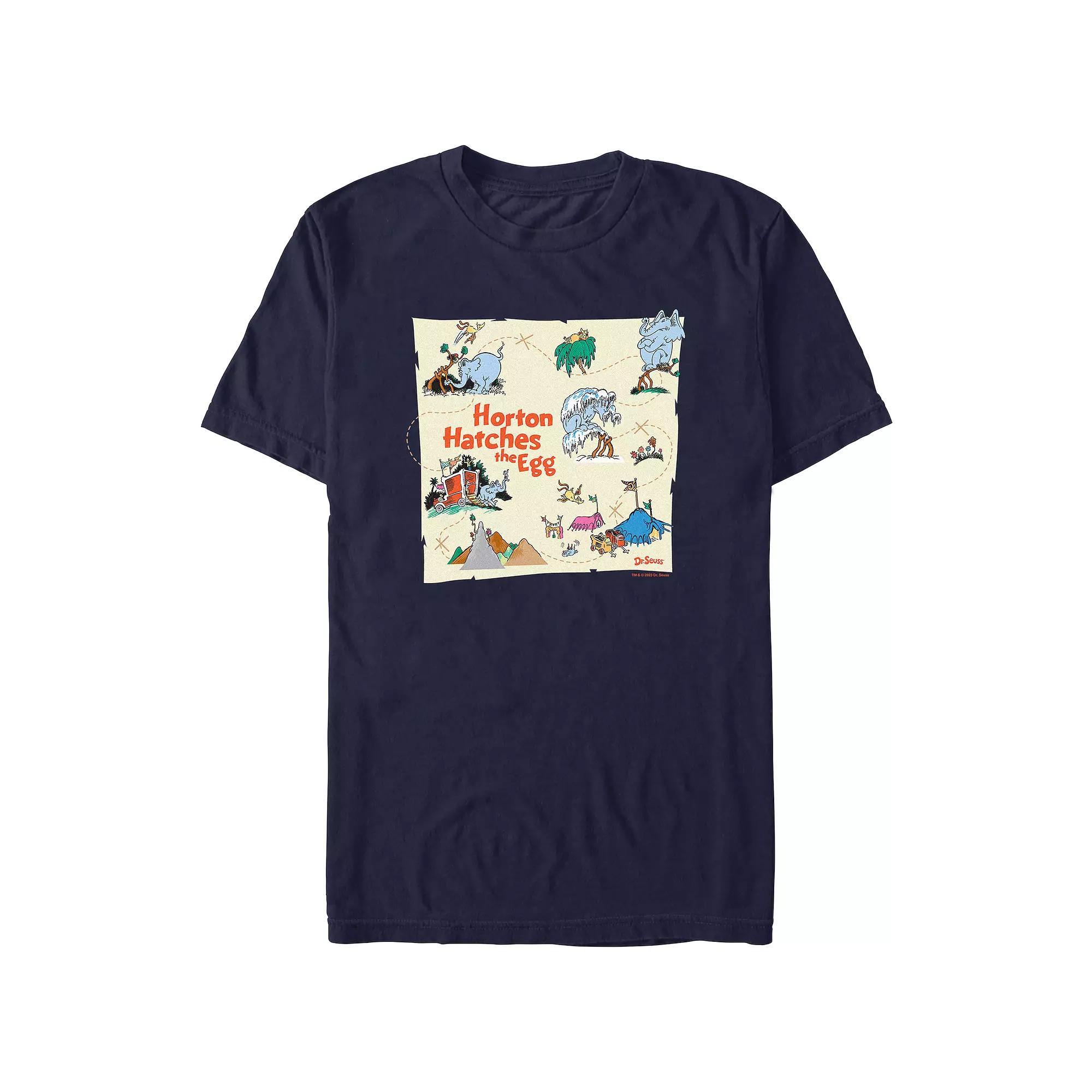 Men's Dr. Seuss Horton Hatches The Egg Map Graphic Tee, Size: Medium, Blue Product Image