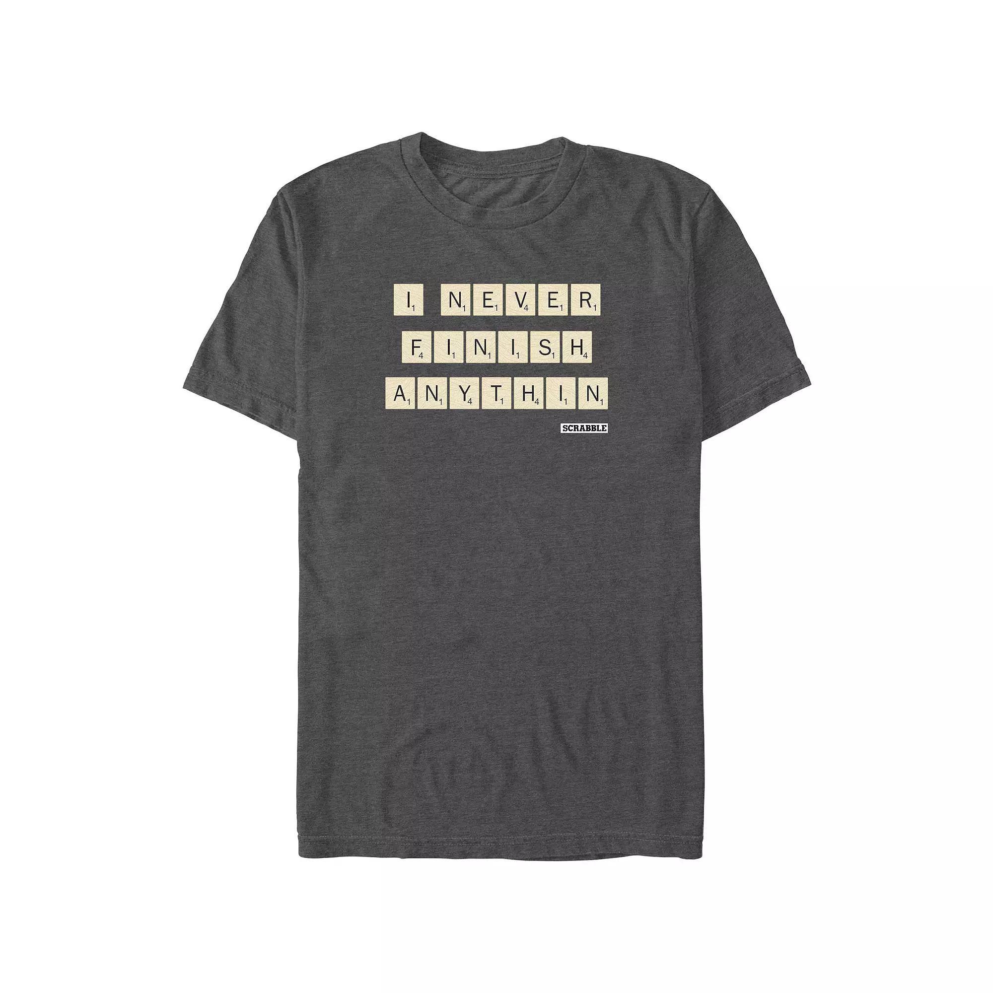 Big & Tall Scrabble I Never Finish Anything Graphic Tee, Mens Grey Heather Product Image