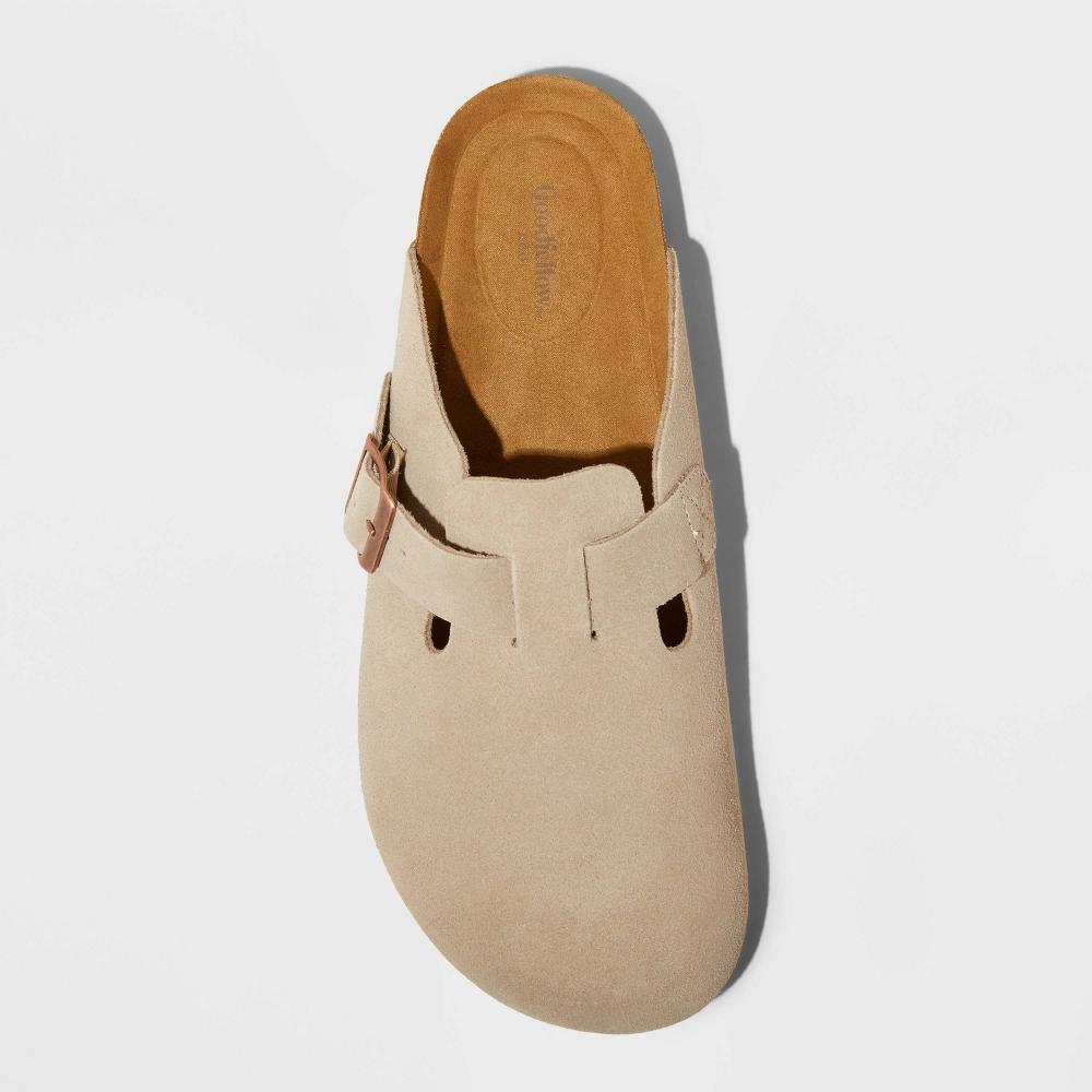 Men's Arthur Suede Clogs - Goodfellow & Co™ Taupe 11: Cushioned Footbed, Buckle Closure Product Image