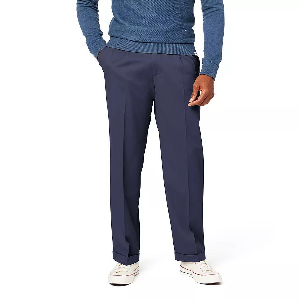 Mens Dockers Relaxed Fit Comfort Stretch Pleated Cuffed Khaki Pants Dockers Blue Product Image
