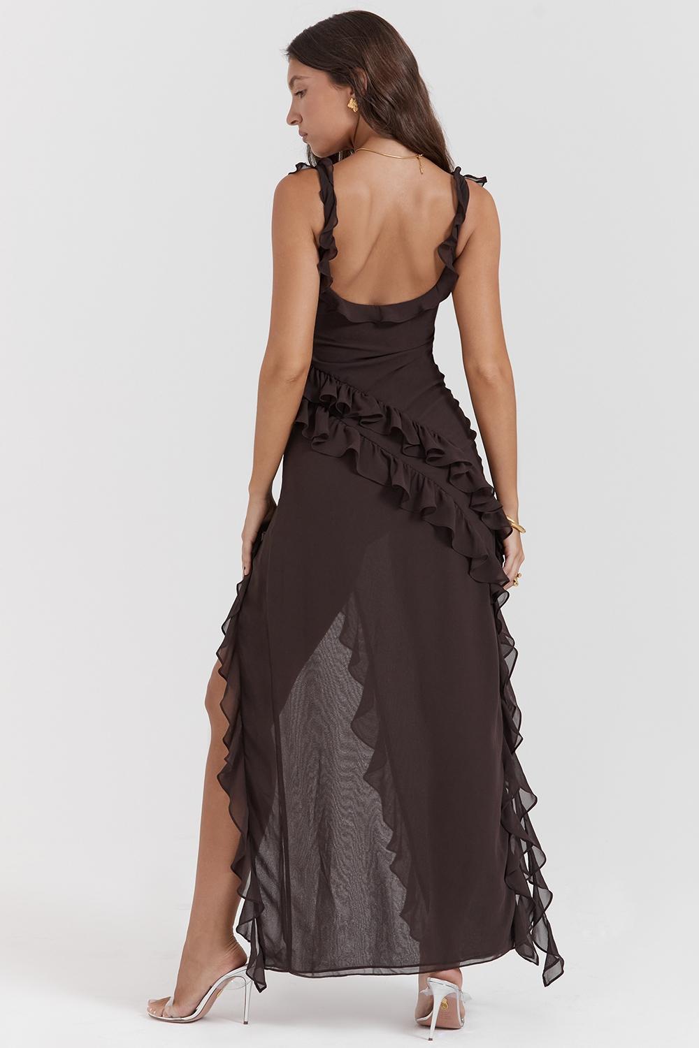 Ariela Mulberry Ruffle Maxi Dress Product Image