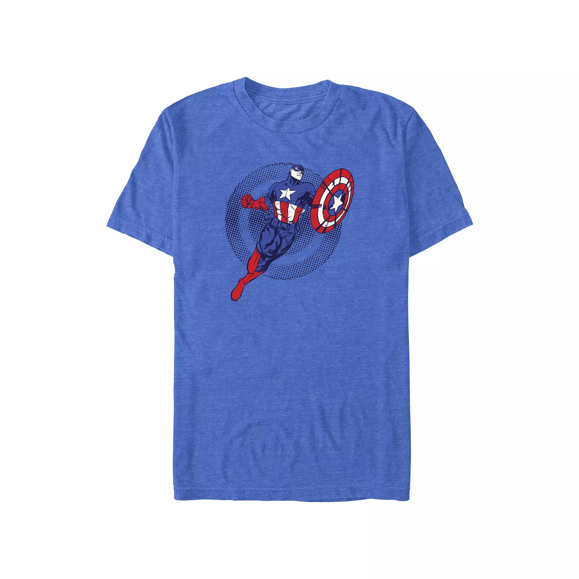 Big & Tall Marvel Captain America Ready To Fight Graphic Tee, Men's, Size: Large Tall, Royal Grey Product Image
